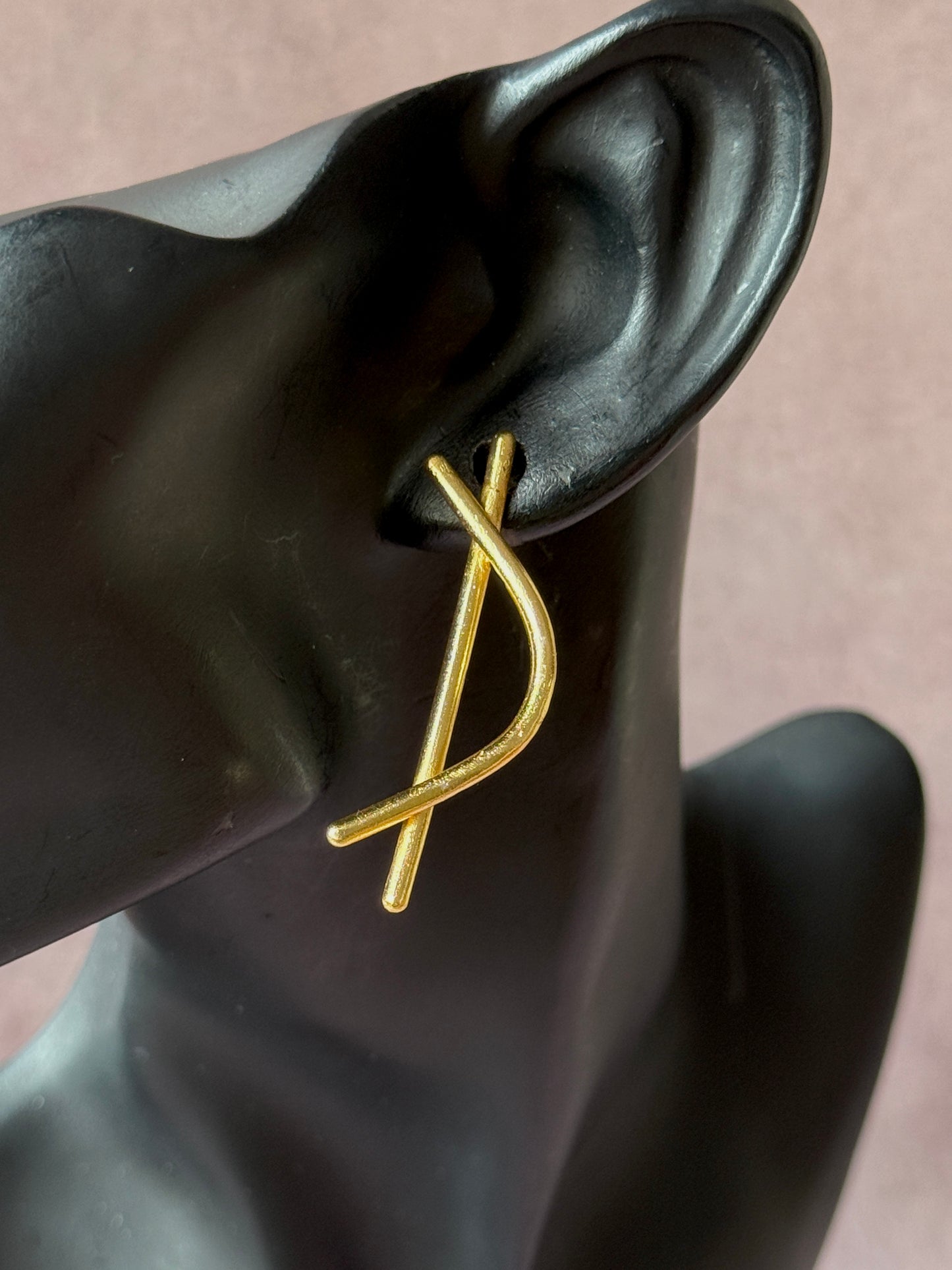 Anti-Tarnish Brass Contemporary D-Shaped Earrings