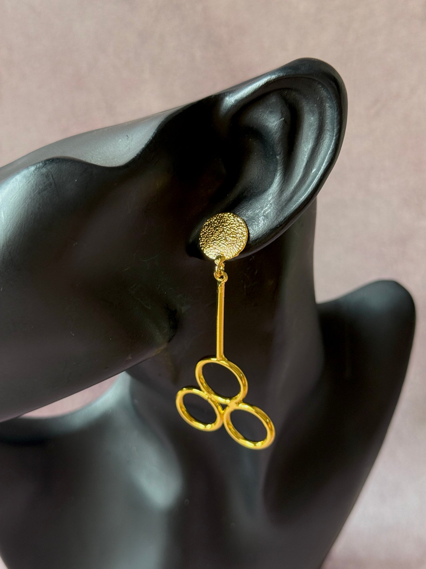Anti-Tarnish Brass Tri-Circle Earrings