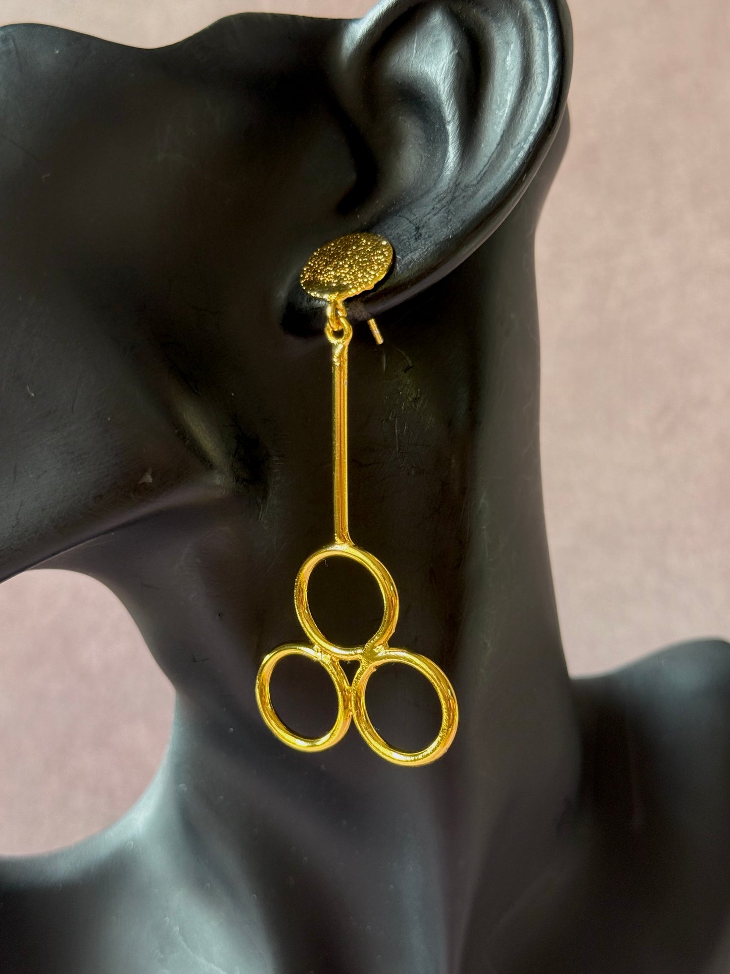 Anti-Tarnish Brass Tri-Circle Earrings