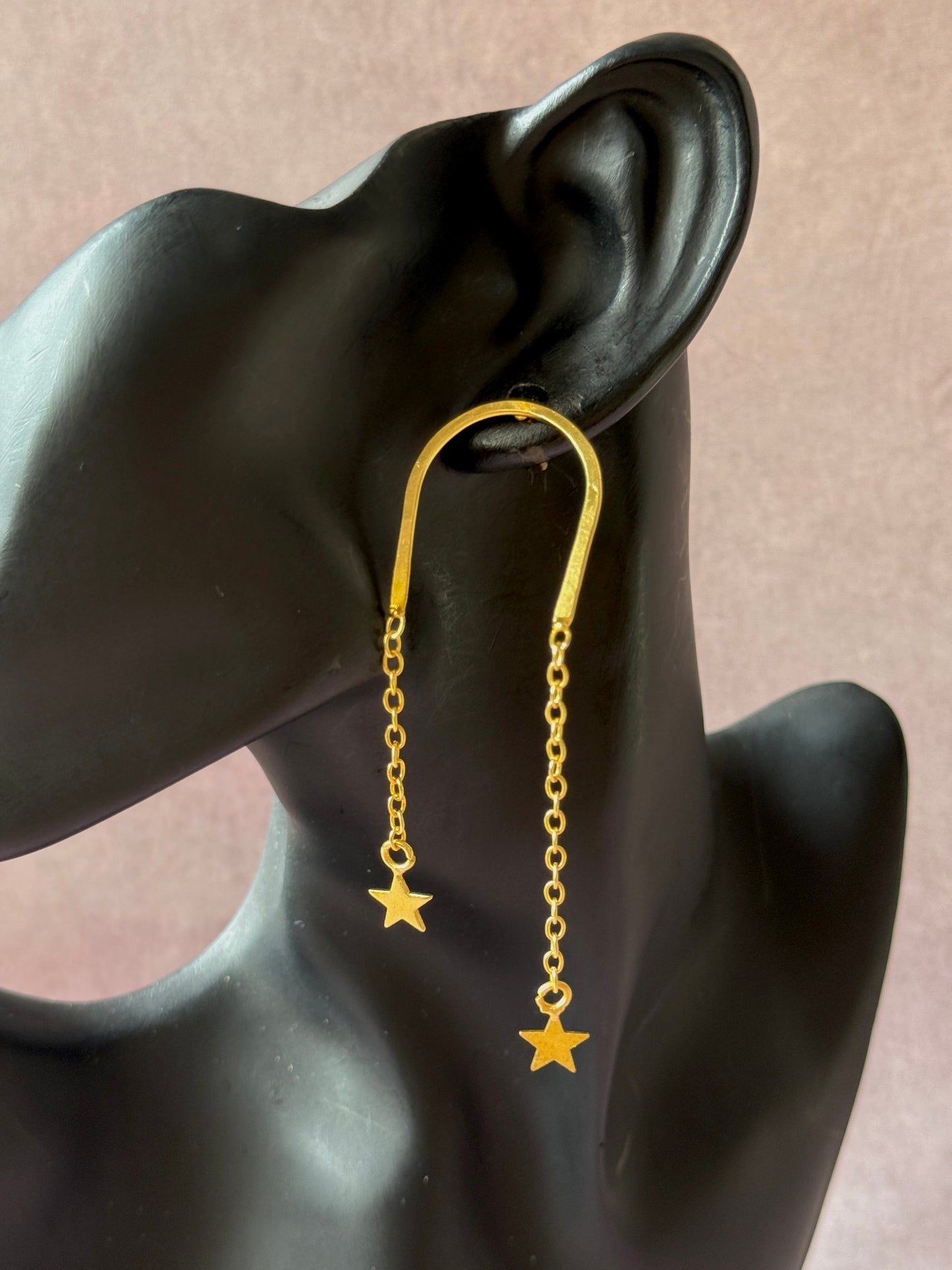 Anti-Tarnish Brass Star Hanging Earrings
