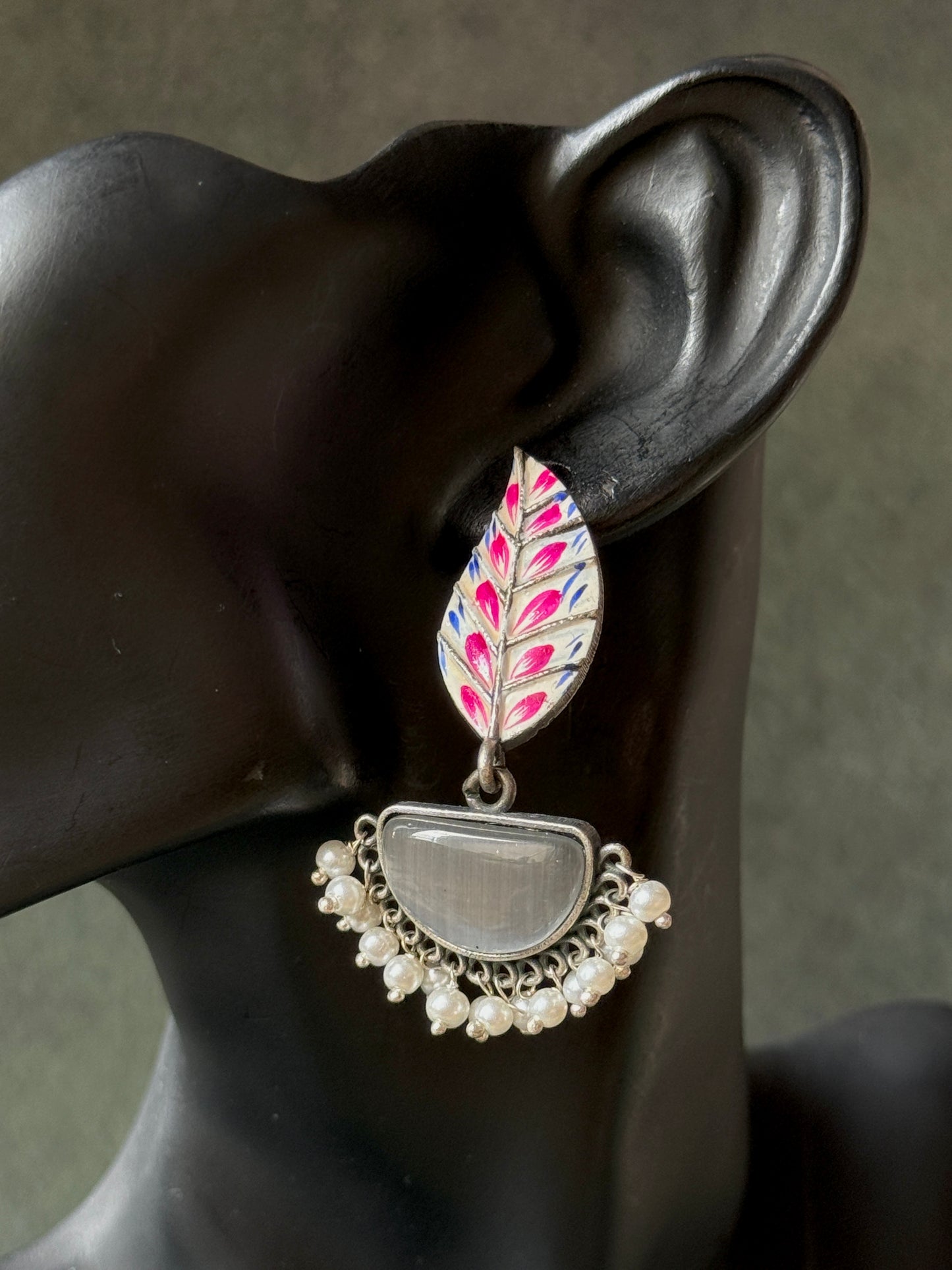 Hand-Painted Leaf Hanging Earrings