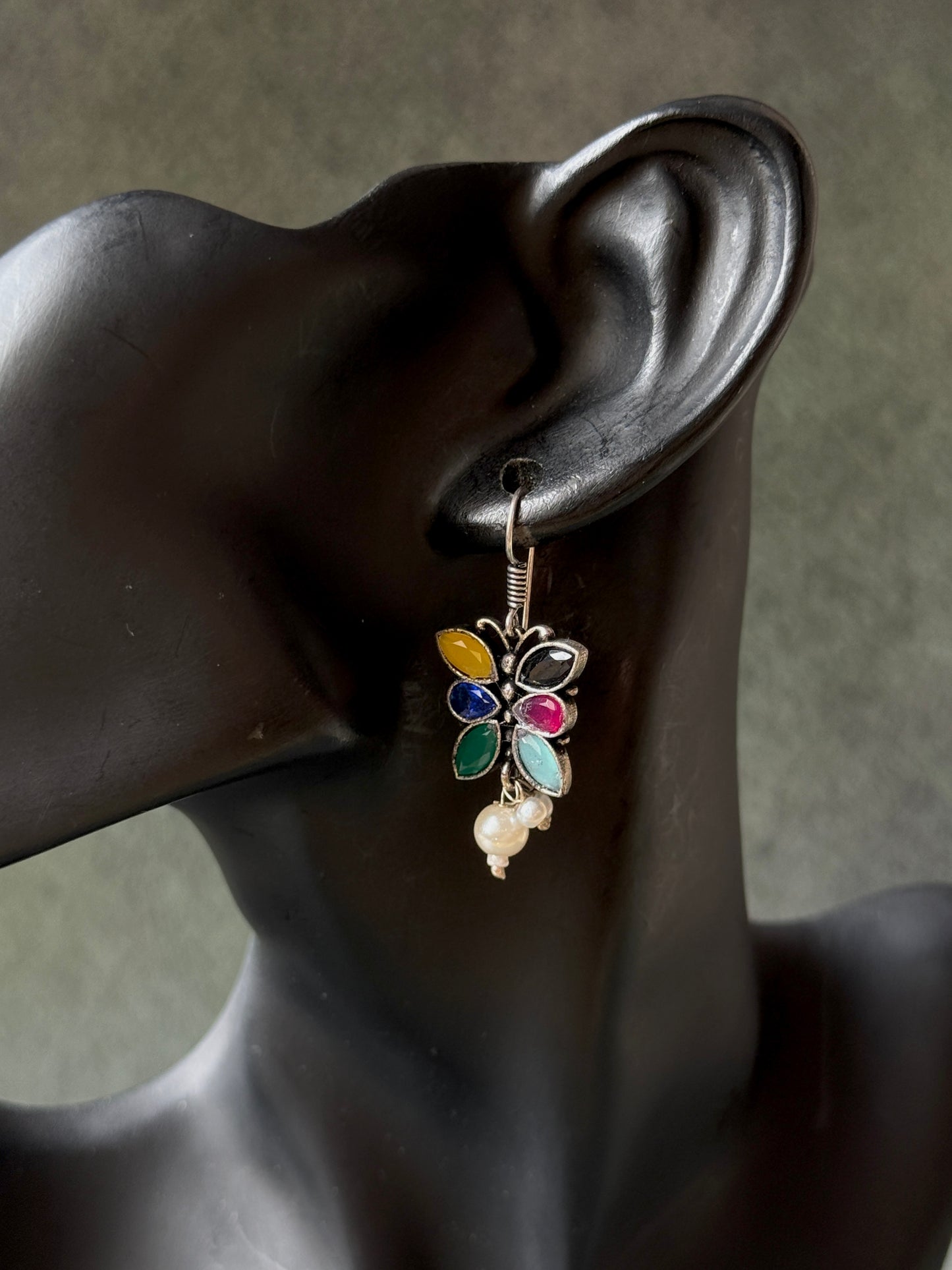 Butterfly Shaped Pearl Dangling Earrings