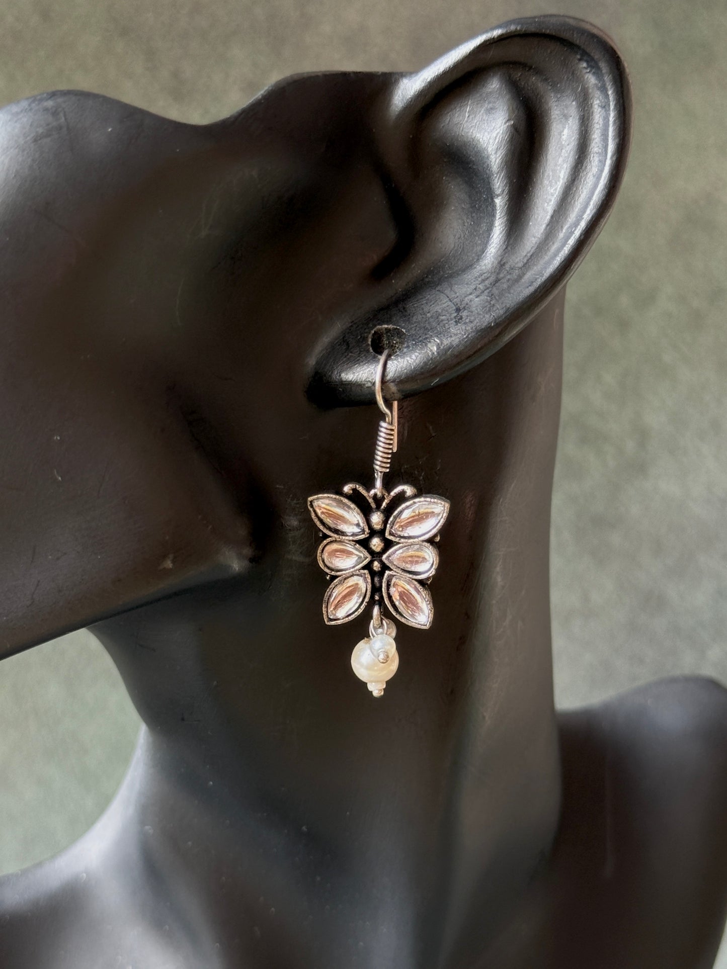 Butterfly Shaped Pearl Dangling Earrings