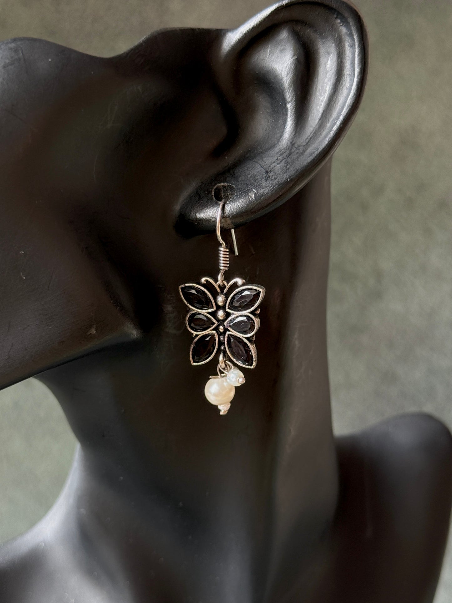 Butterfly Shaped Pearl Dangling Earrings