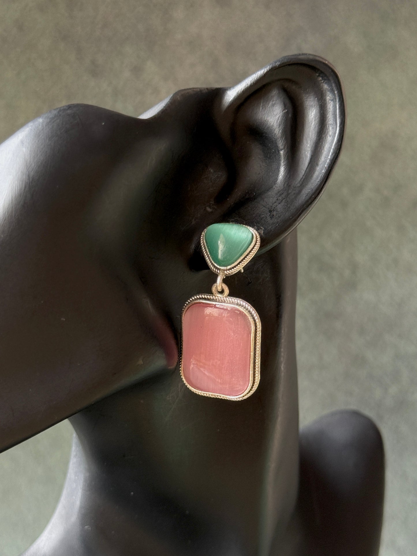 Dual Silk Stone Elegant Earrings