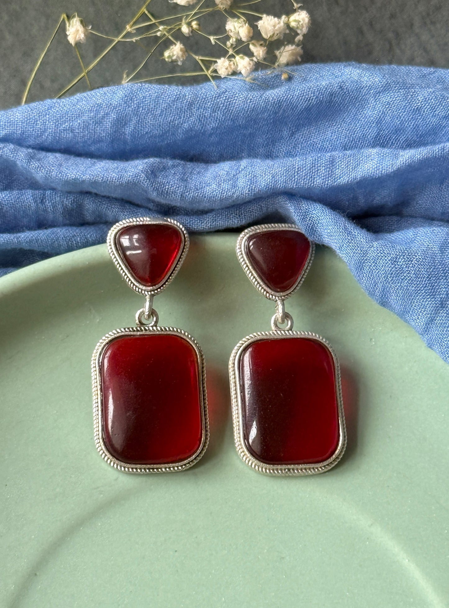 Dual Silk Stone Elegant Earrings