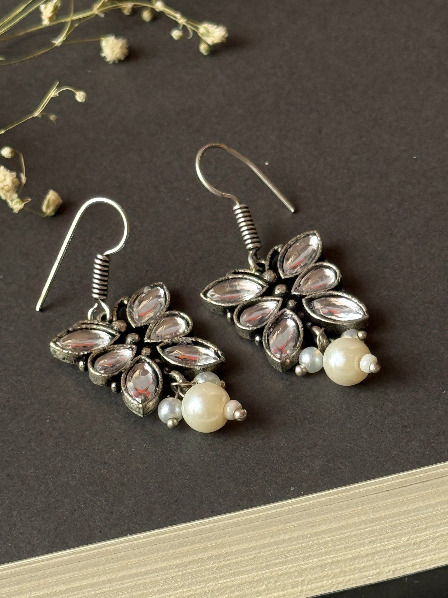 Butterfly Shaped Pearl Dangling Earrings