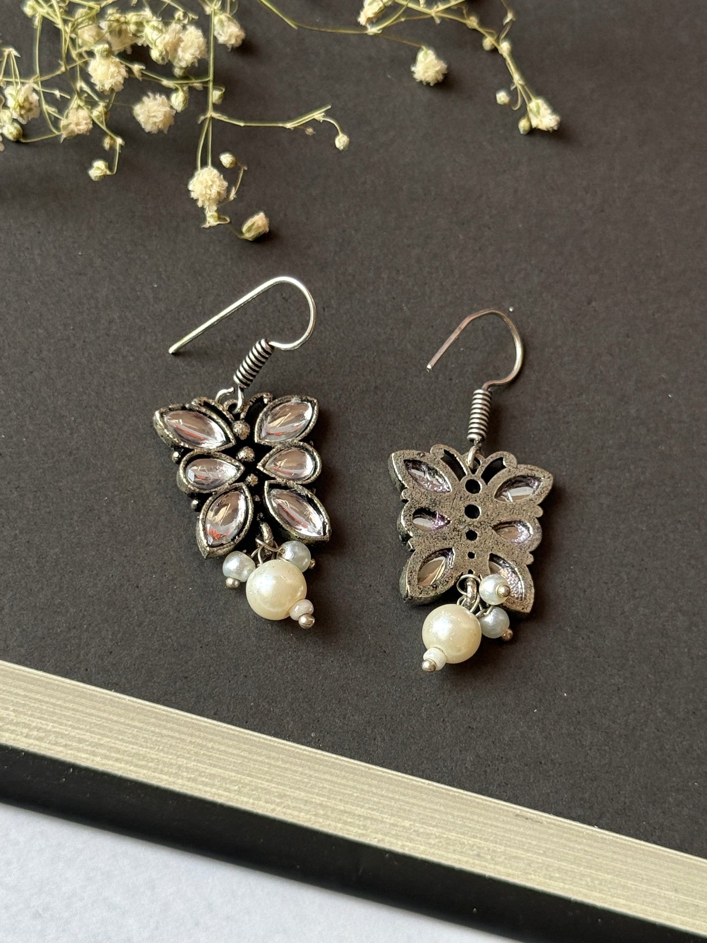 Butterfly Shaped Pearl Dangling Earrings