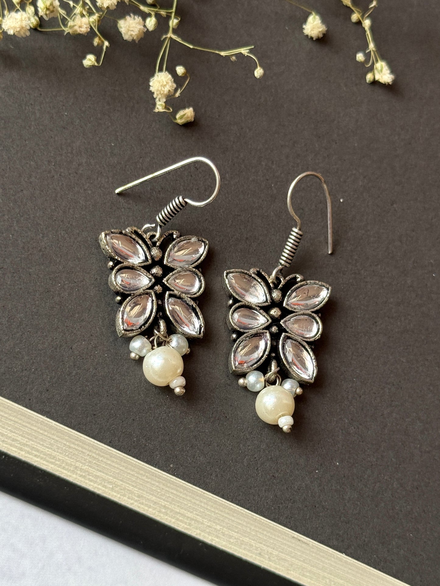 Butterfly Shaped Pearl Dangling Earrings