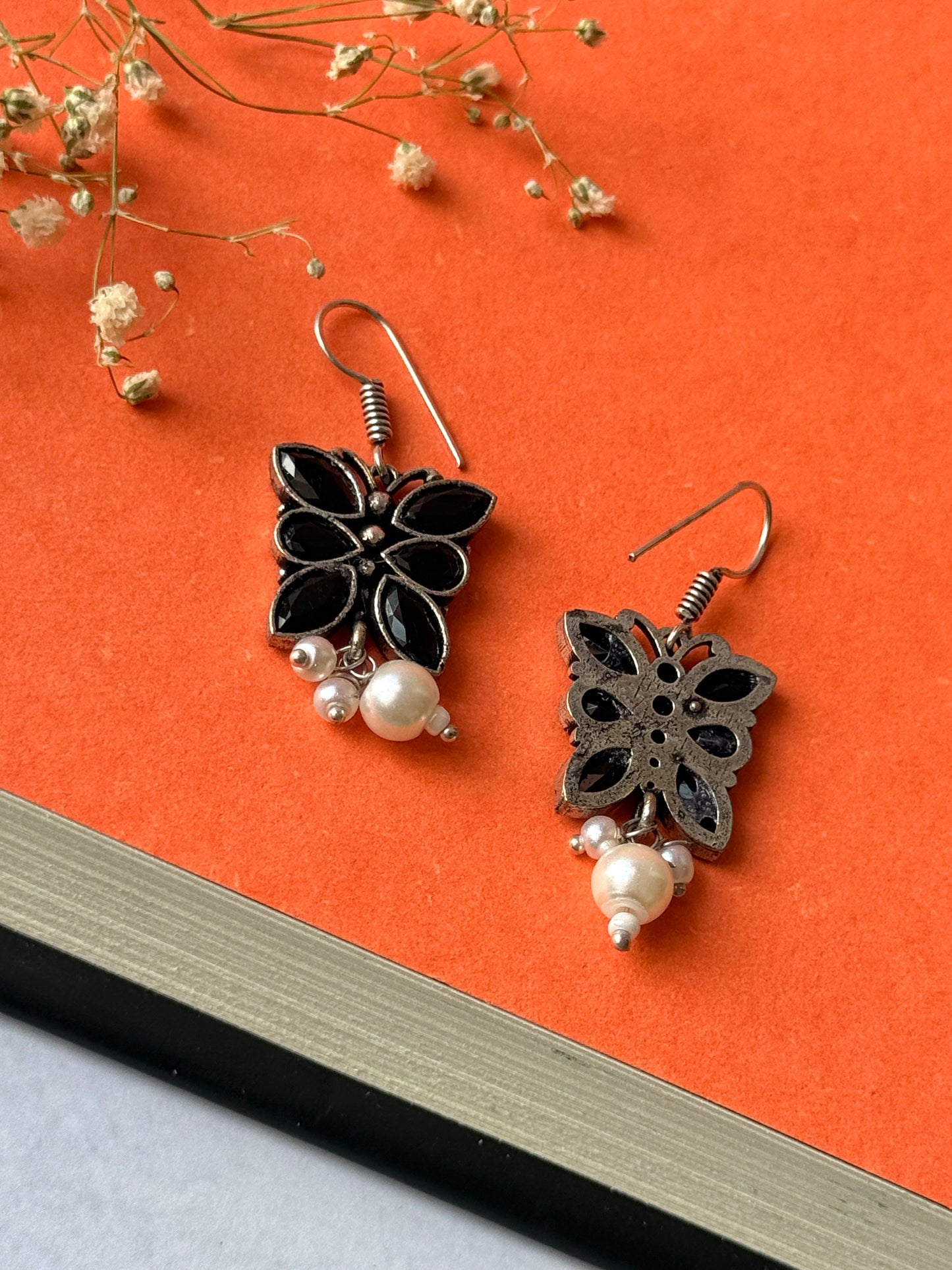 Butterfly Shaped Pearl Dangling Earrings
