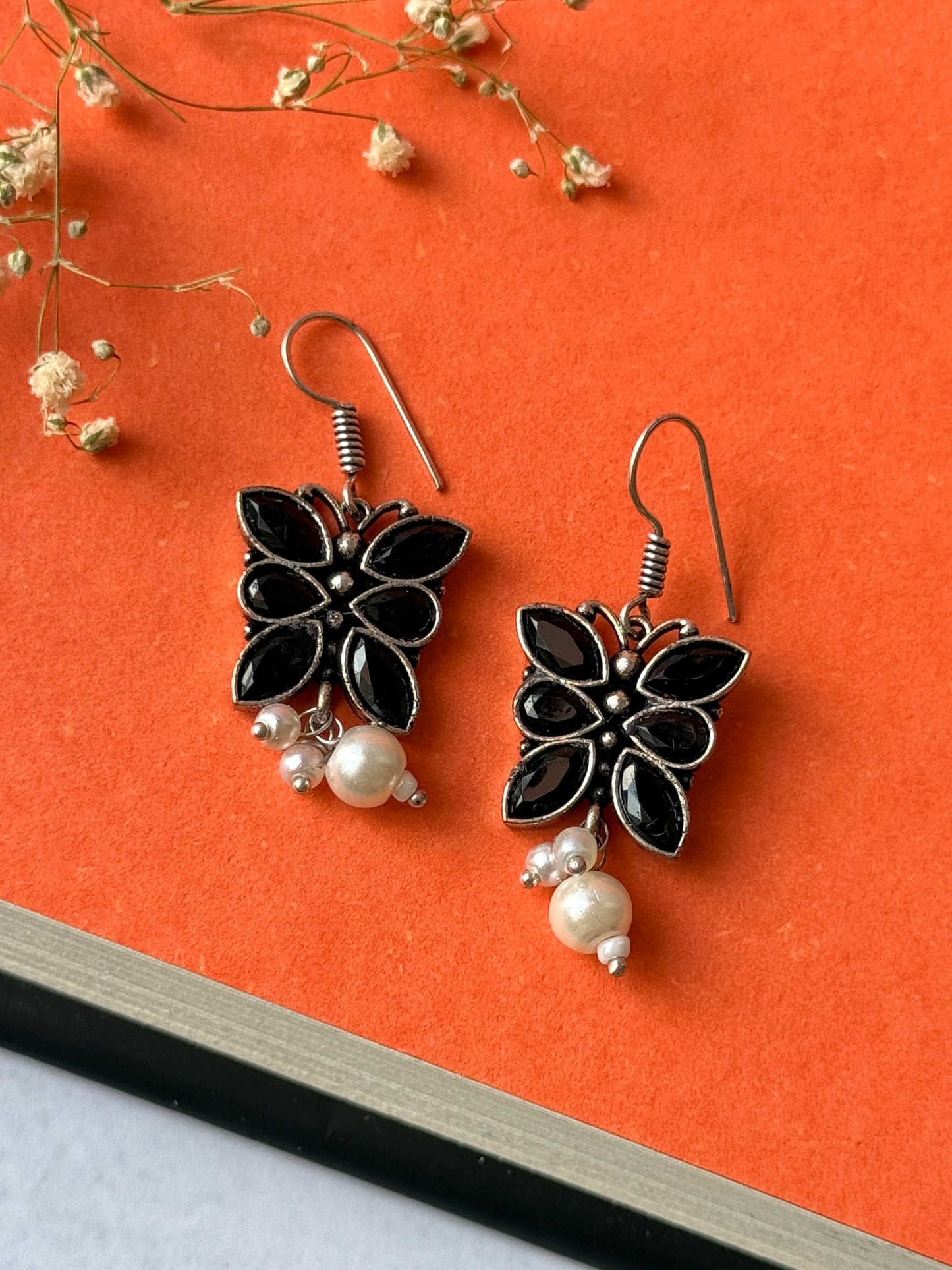 Butterfly Shaped Pearl Dangling Earrings