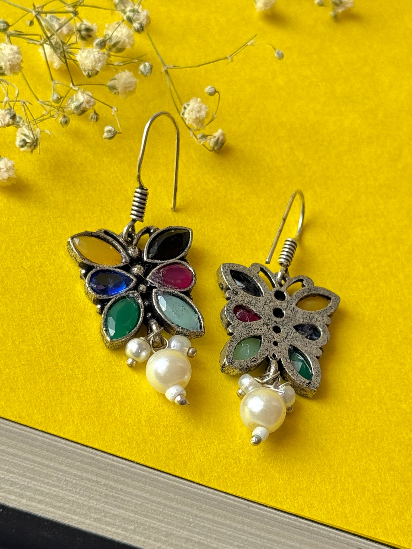 Butterfly Shaped Pearl Dangling Earrings