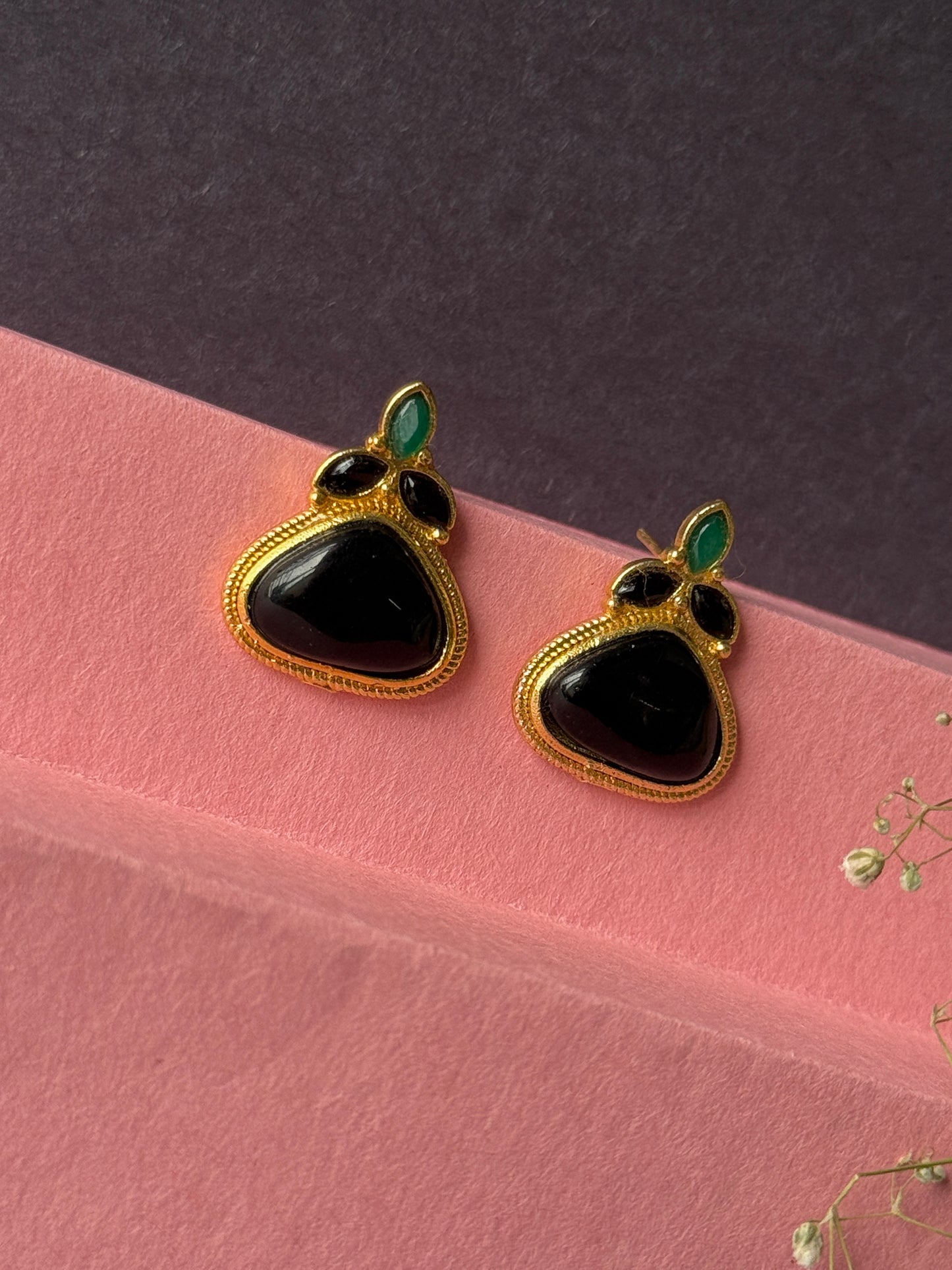 Small Gold Monalisa Daily Wear Stud Earrings