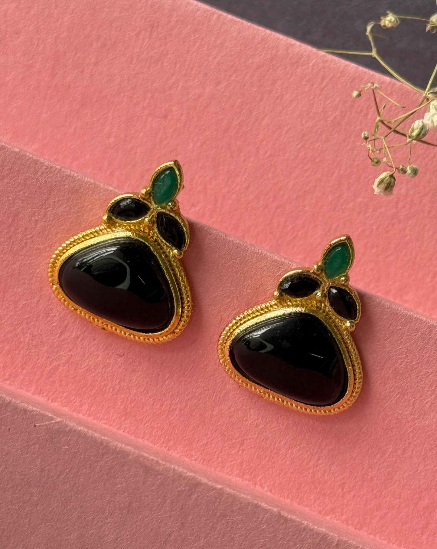 Small Gold Monalisa Daily Wear Stud Earrings