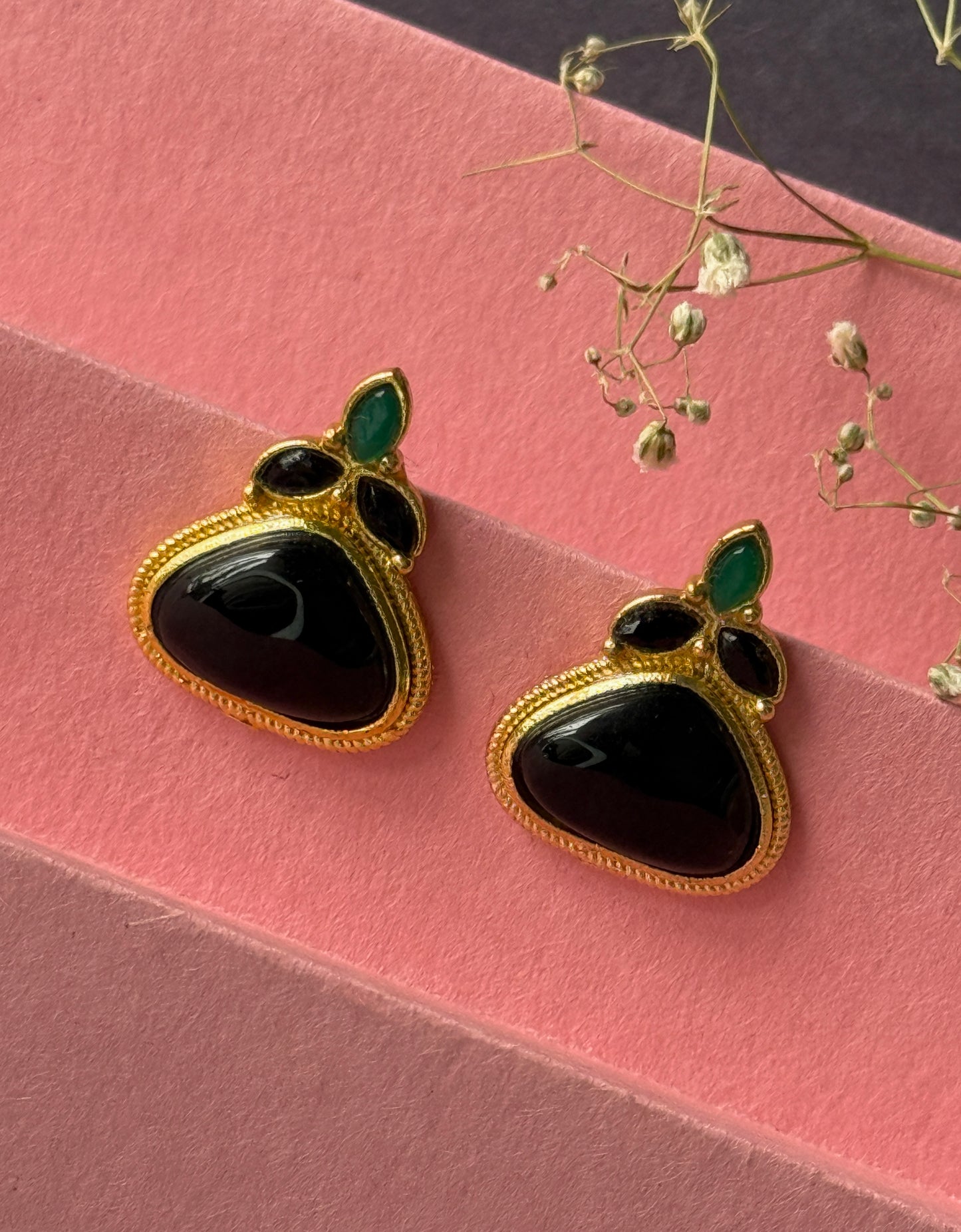 Small Gold Monalisa Daily Wear Stud Earrings