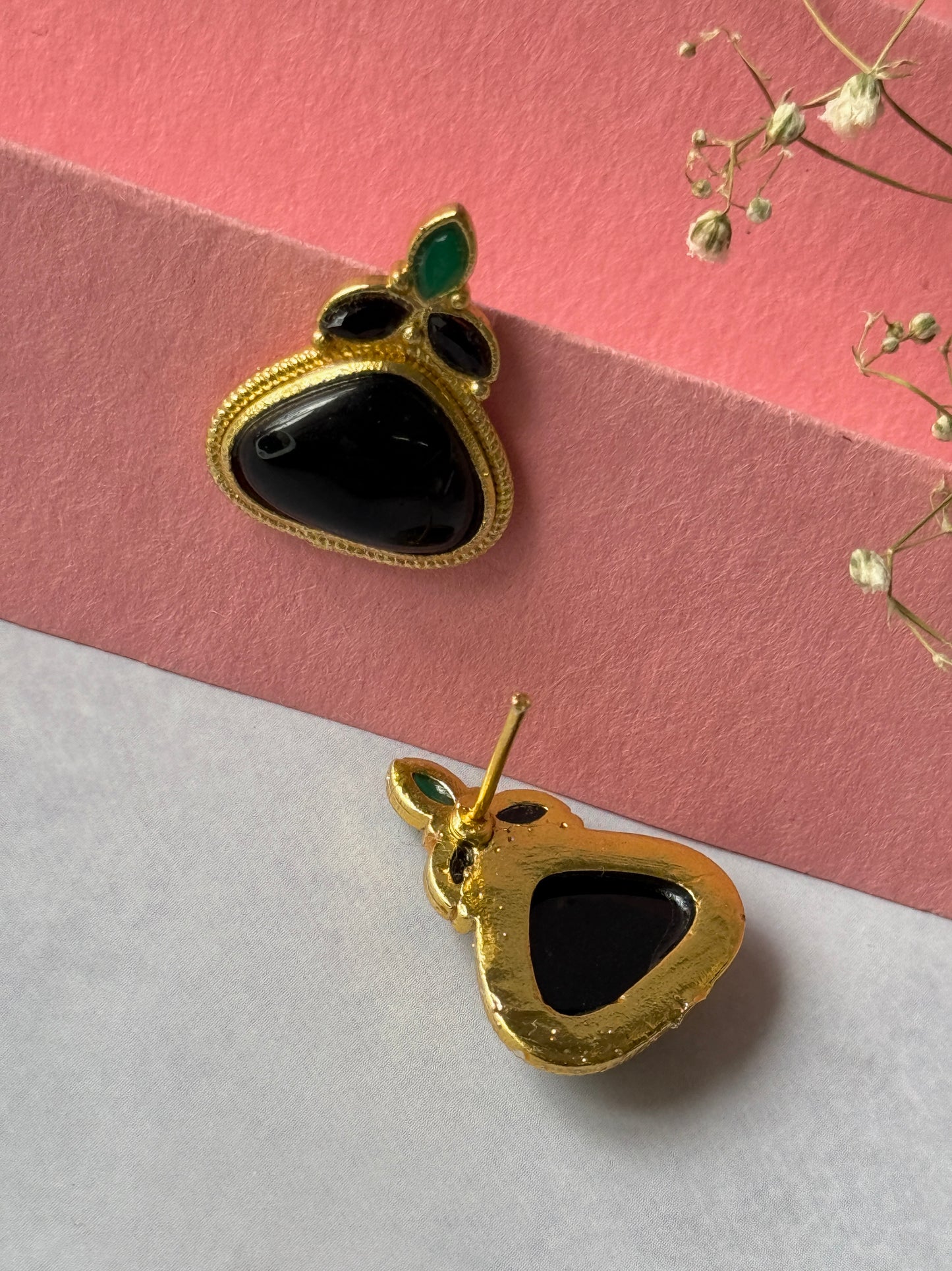 Small Gold Monalisa Daily Wear Stud Earrings