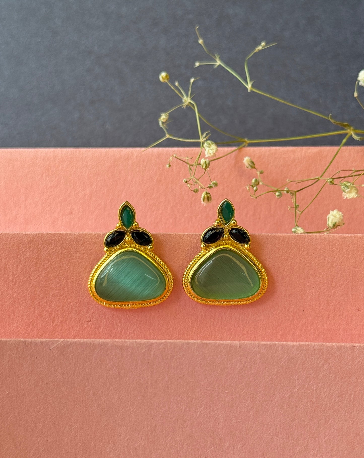 Small Gold Monalisa Daily Wear Stud Earrings