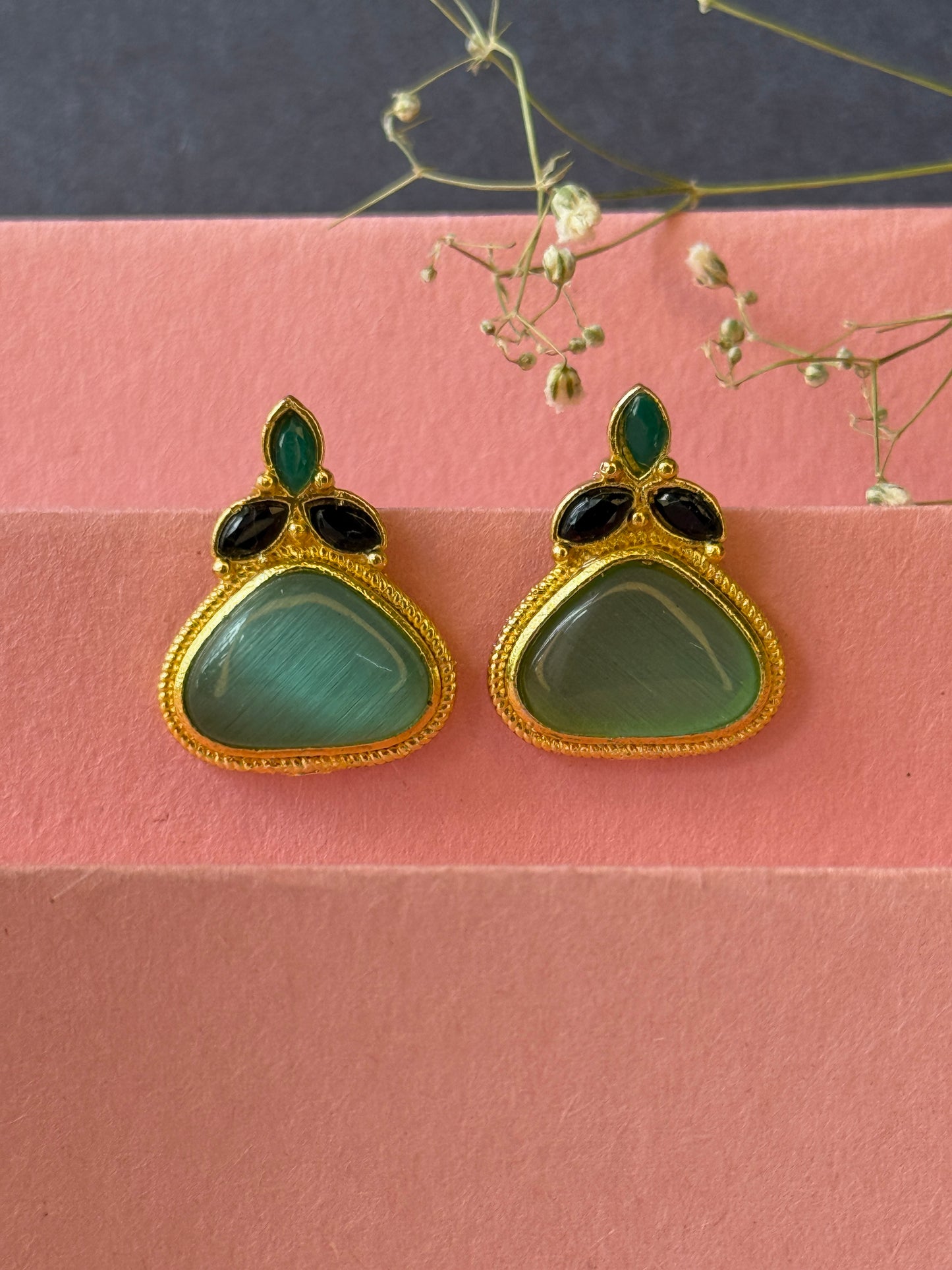 Small Gold Monalisa Daily Wear Stud Earrings