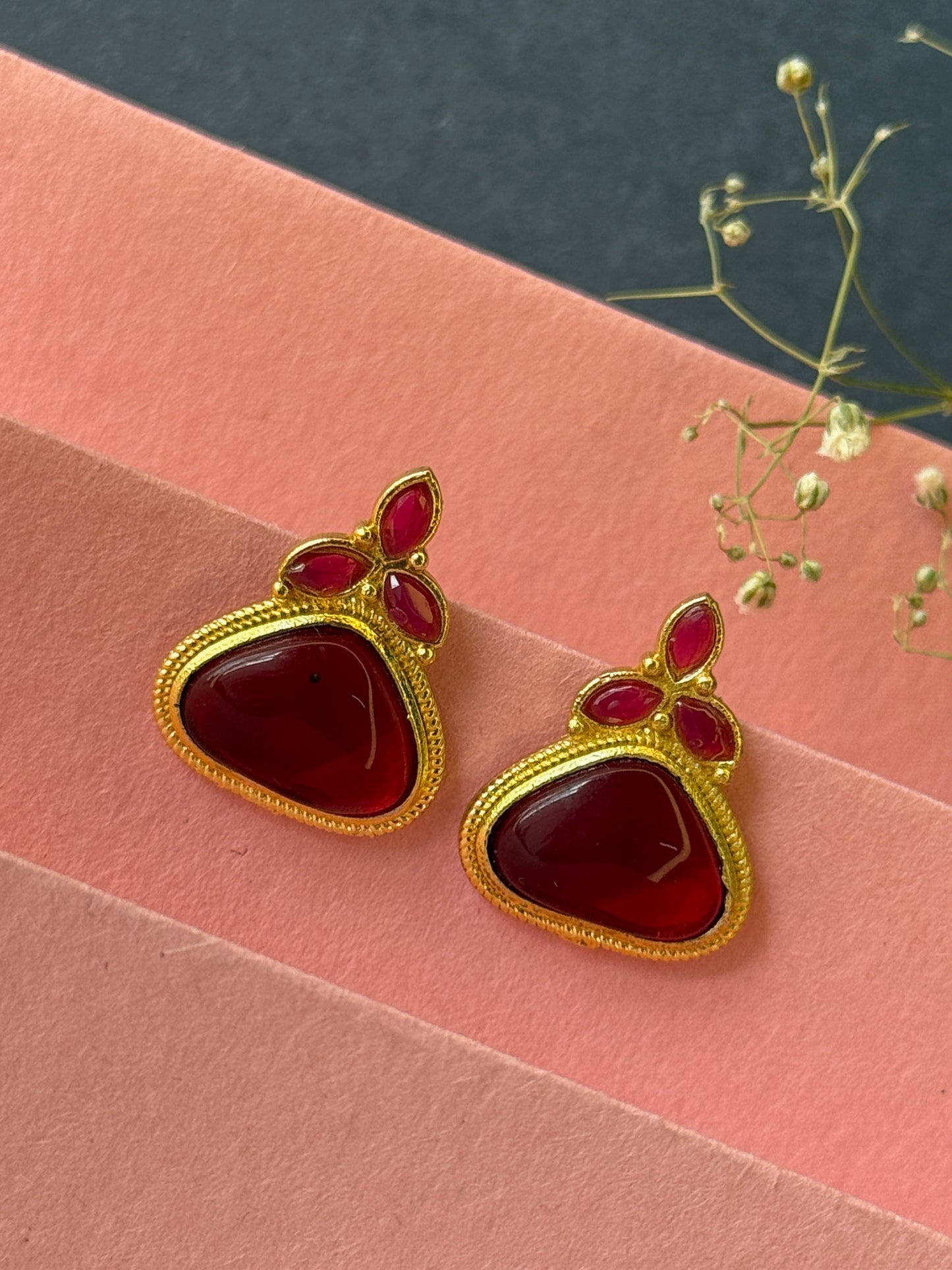 Small Gold Monalisa Daily Wear Stud Earrings
