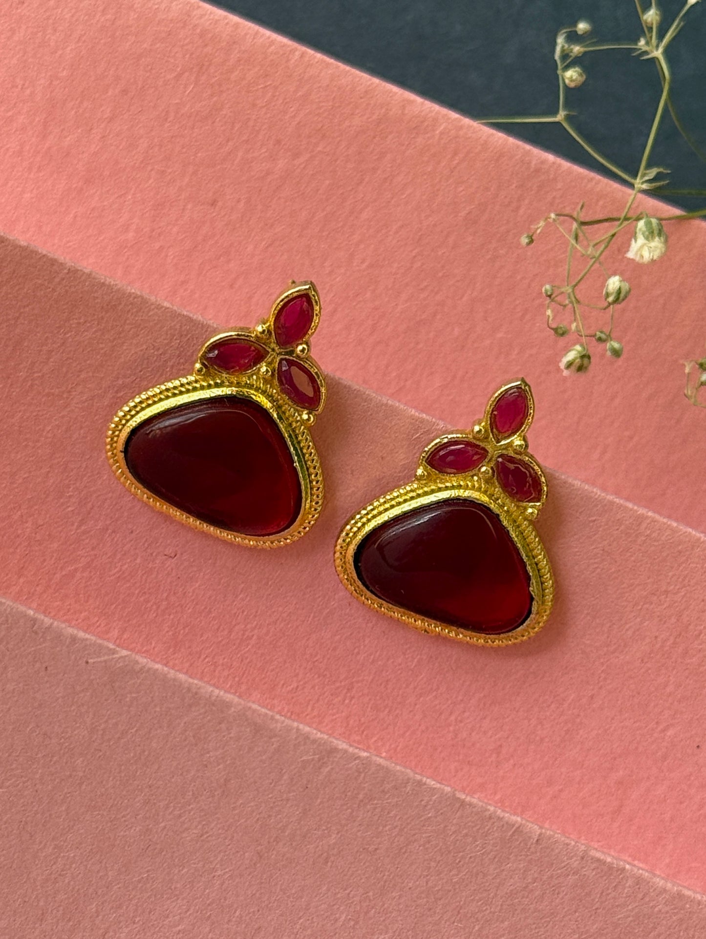 Small Gold Monalisa Daily Wear Stud Earrings