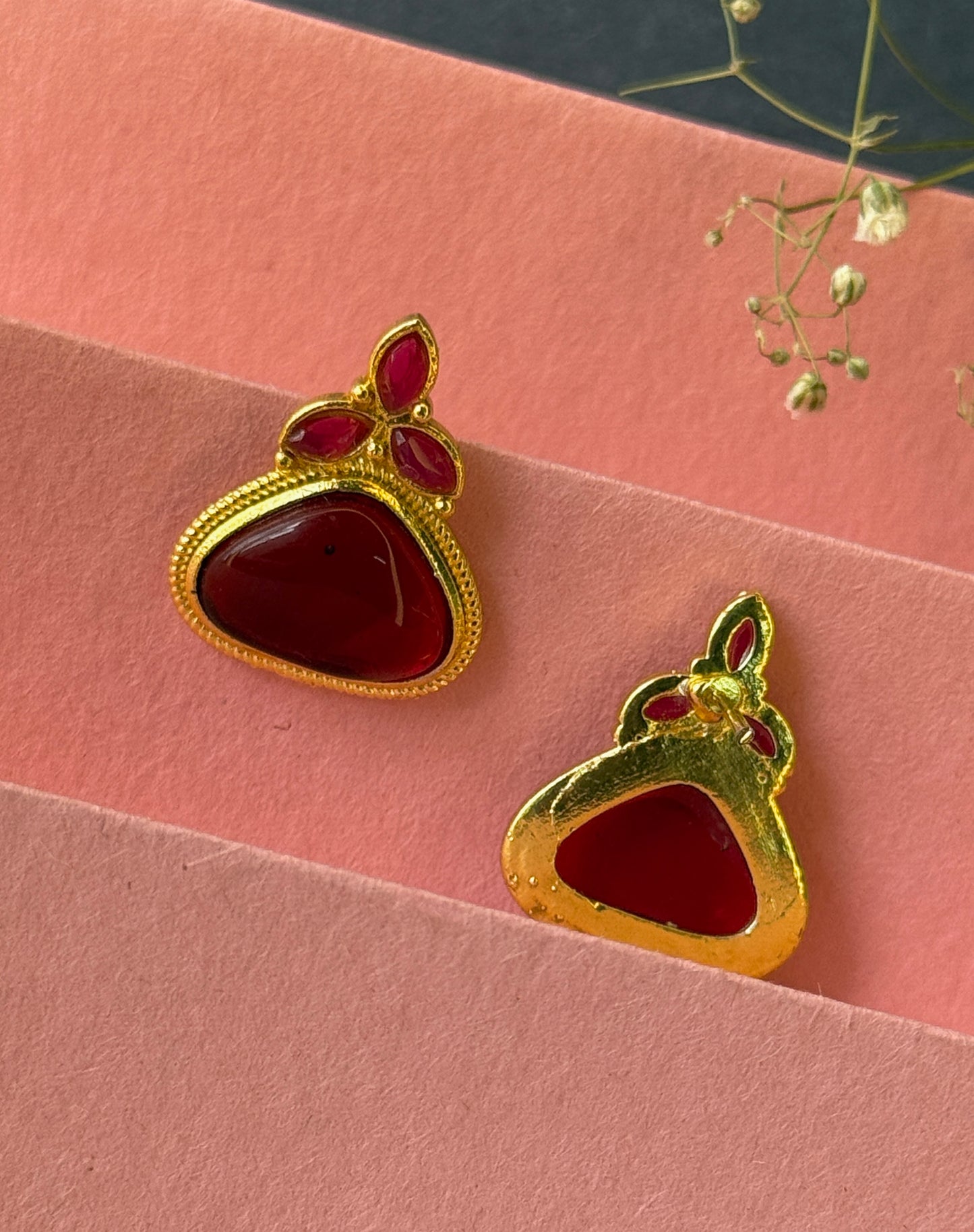 Small Gold Monalisa Daily Wear Stud Earrings