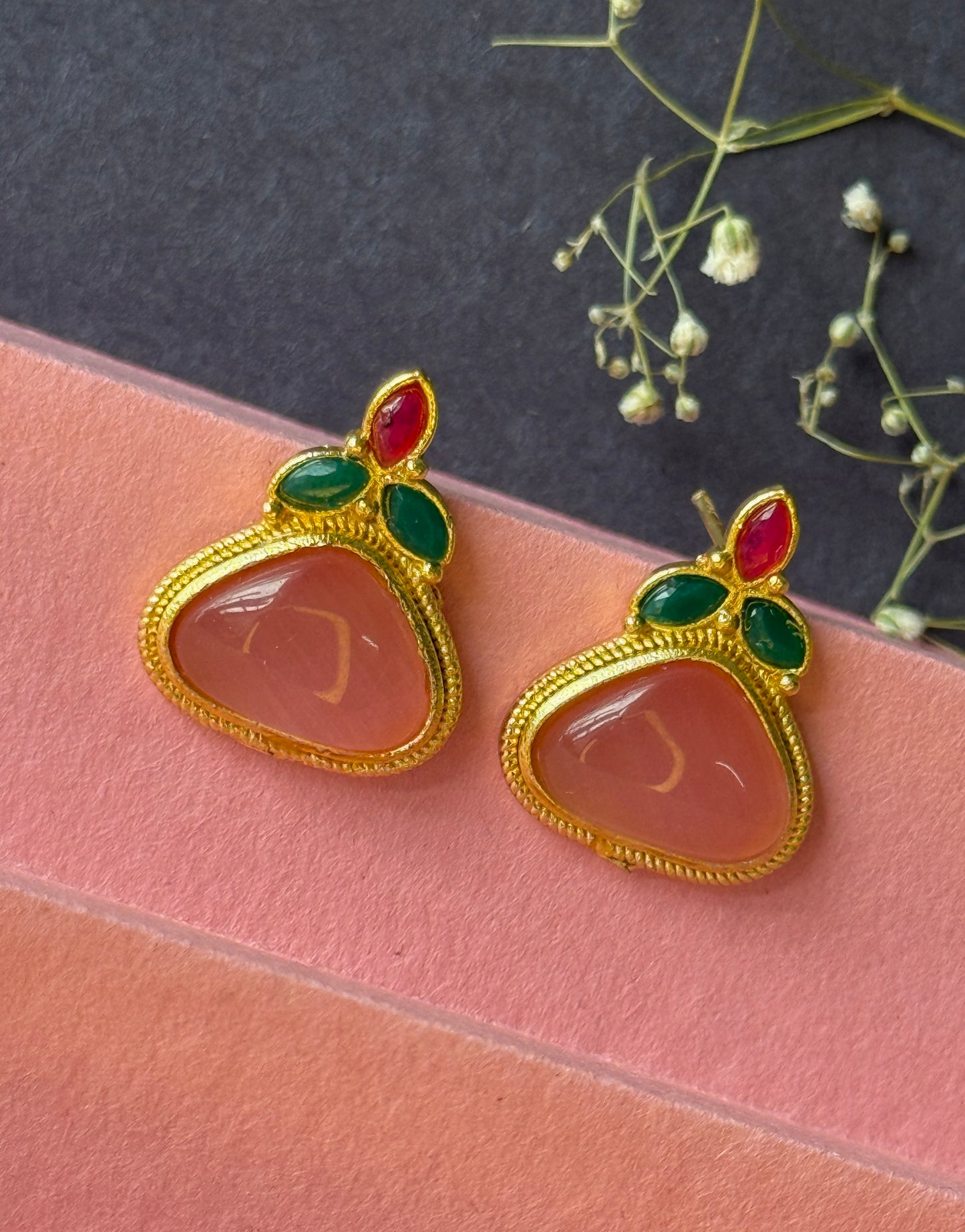 Small Gold Monalisa Daily Wear Stud Earrings