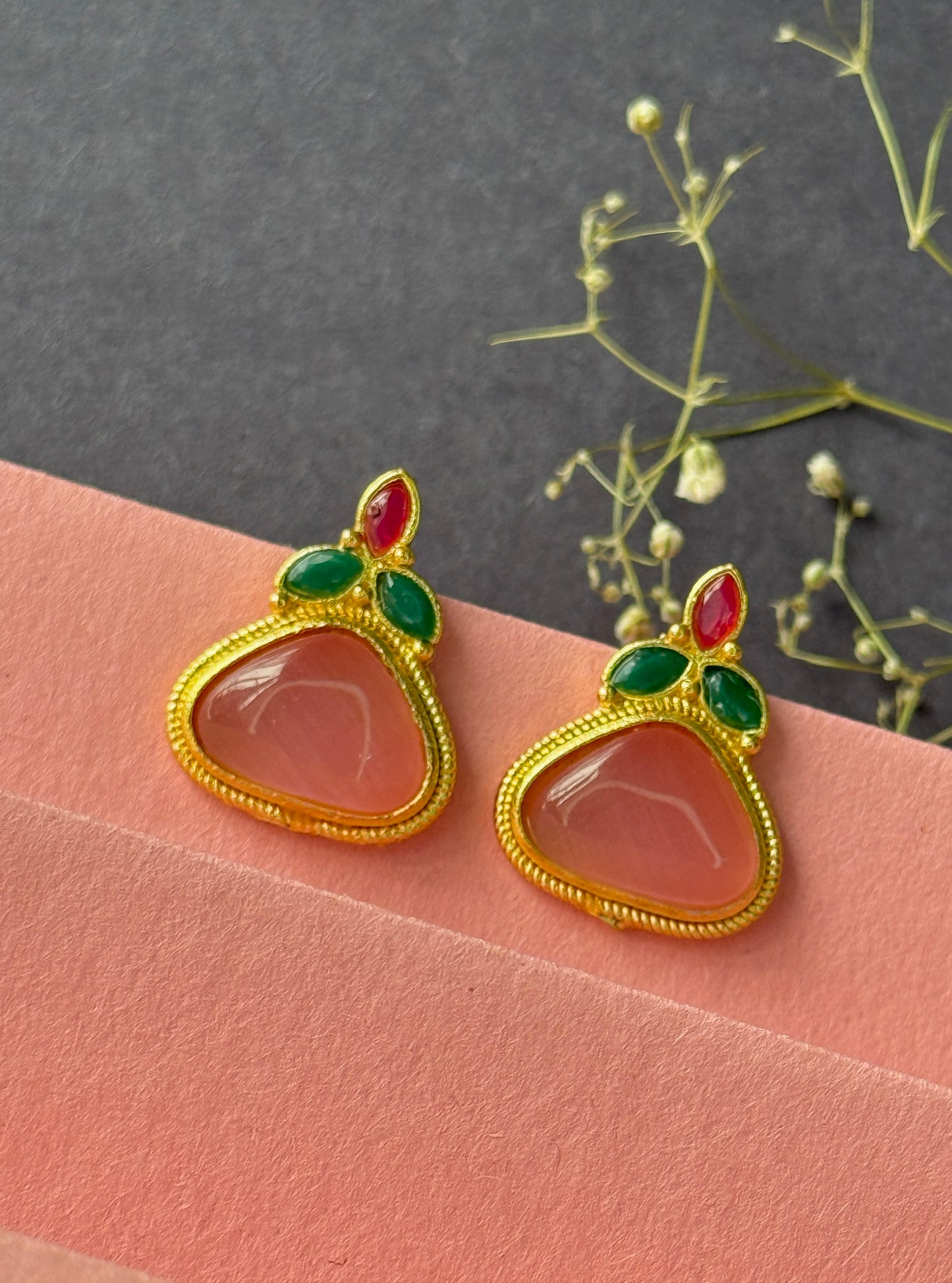 Small Gold Monalisa Daily Wear Stud Earrings