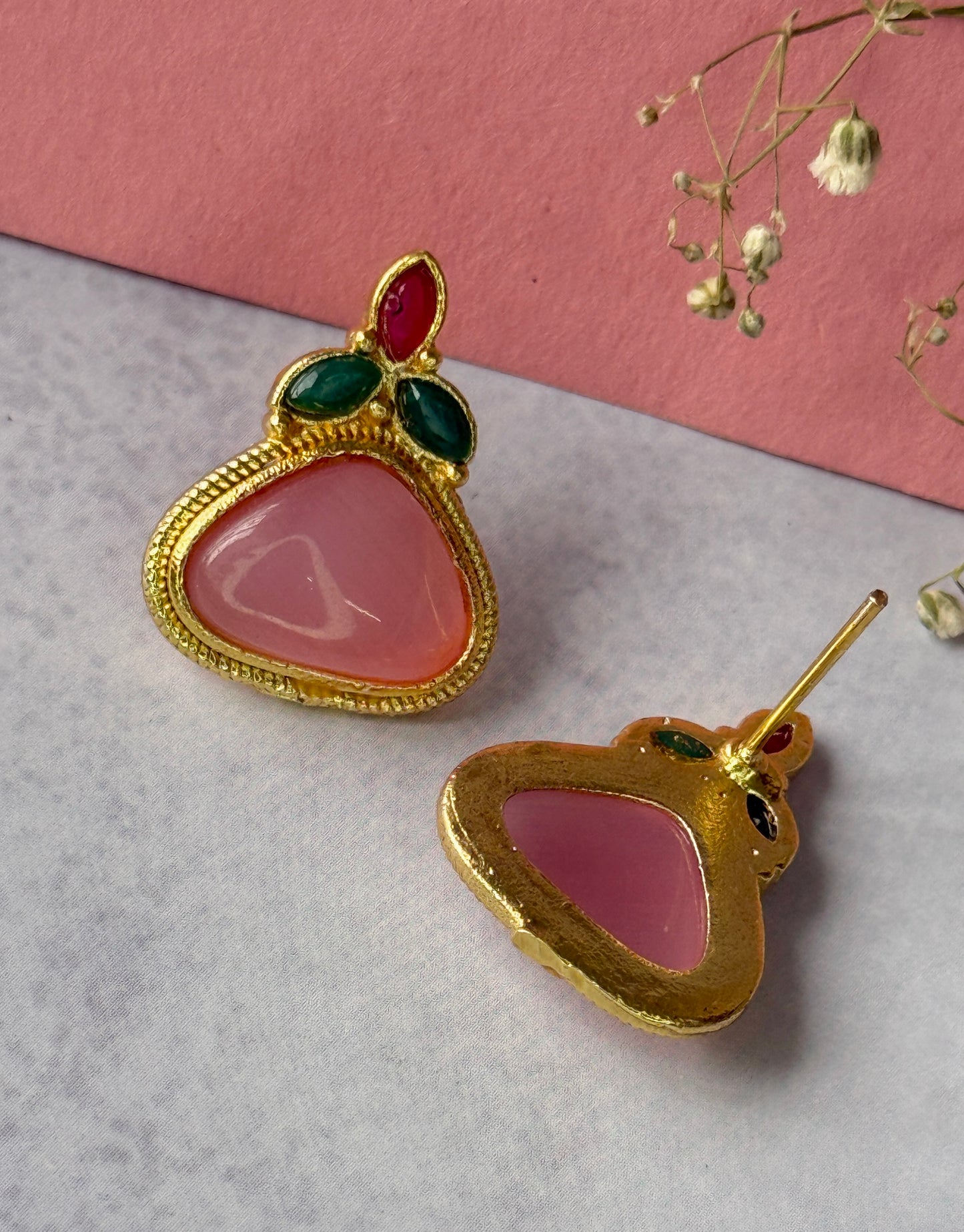 Small Gold Monalisa Daily Wear Stud Earrings