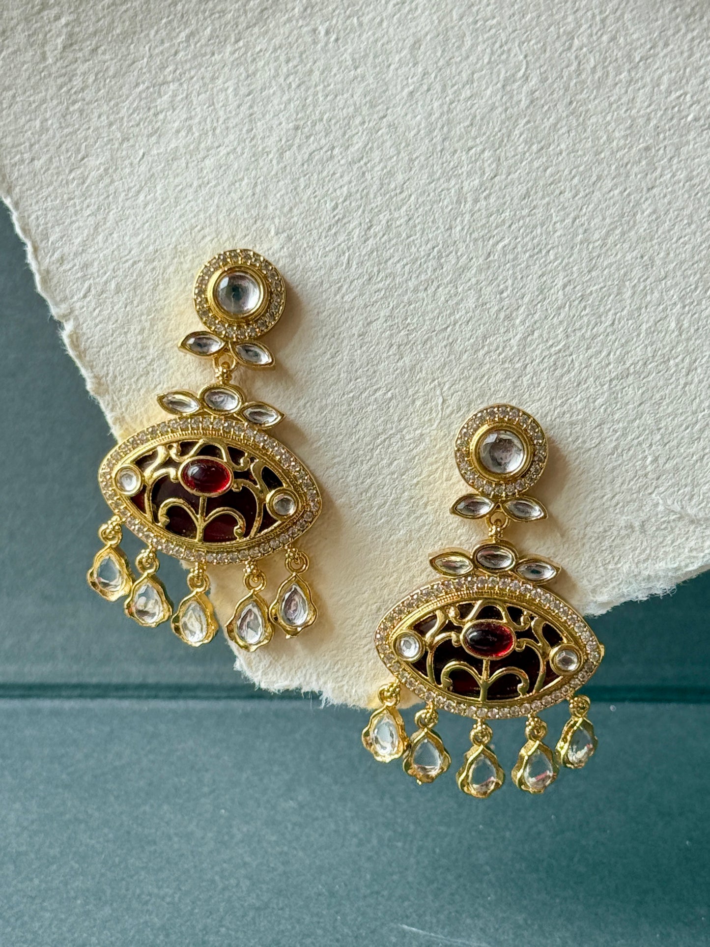Golden Party Wear Moissanite Stone Earrings