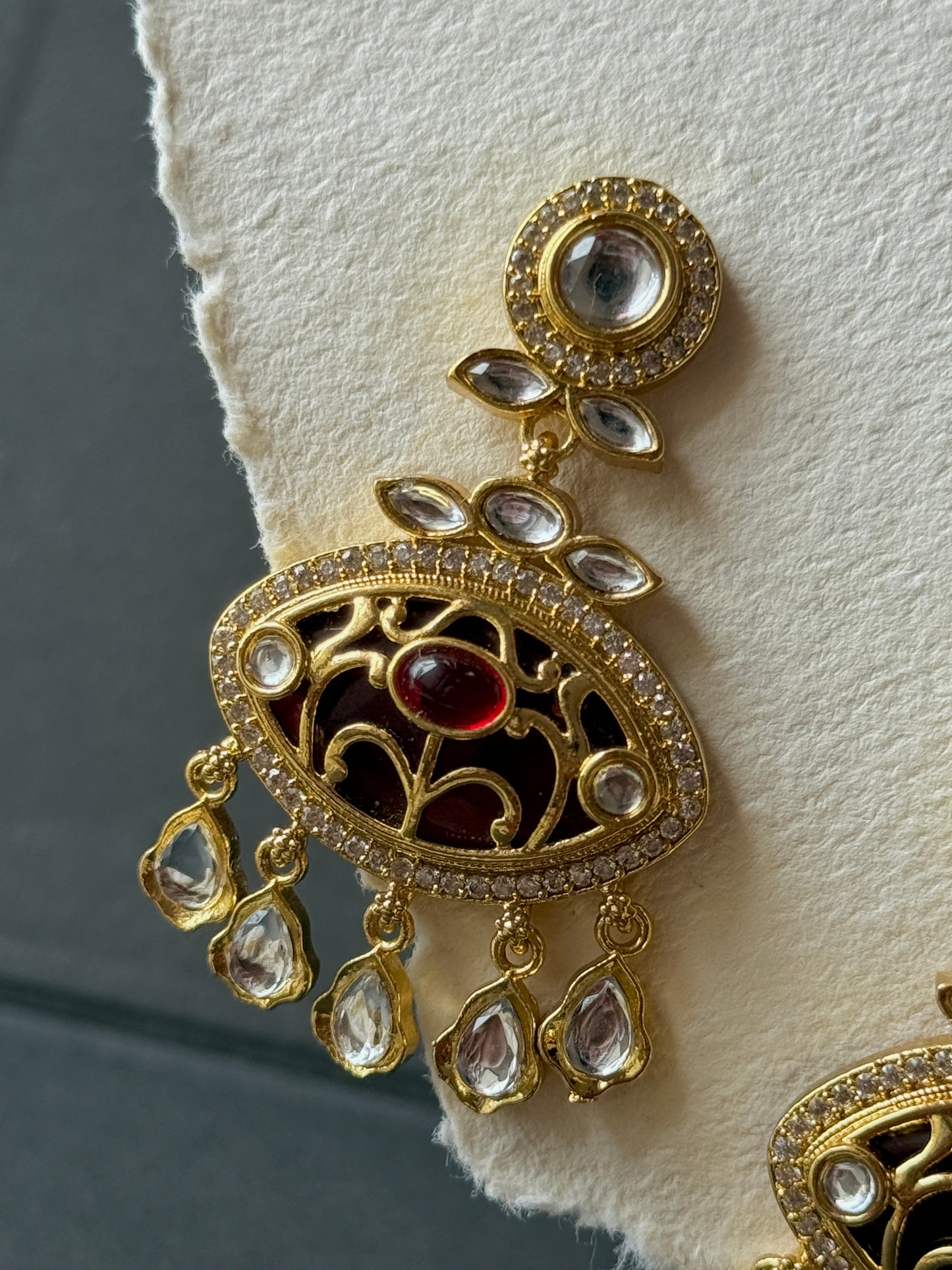 Golden Party Wear Moissanite Stone Earrings