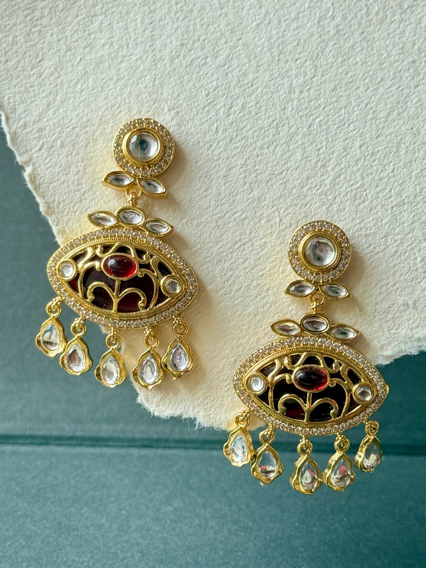 Golden Party Wear Moissanite Stone Earrings