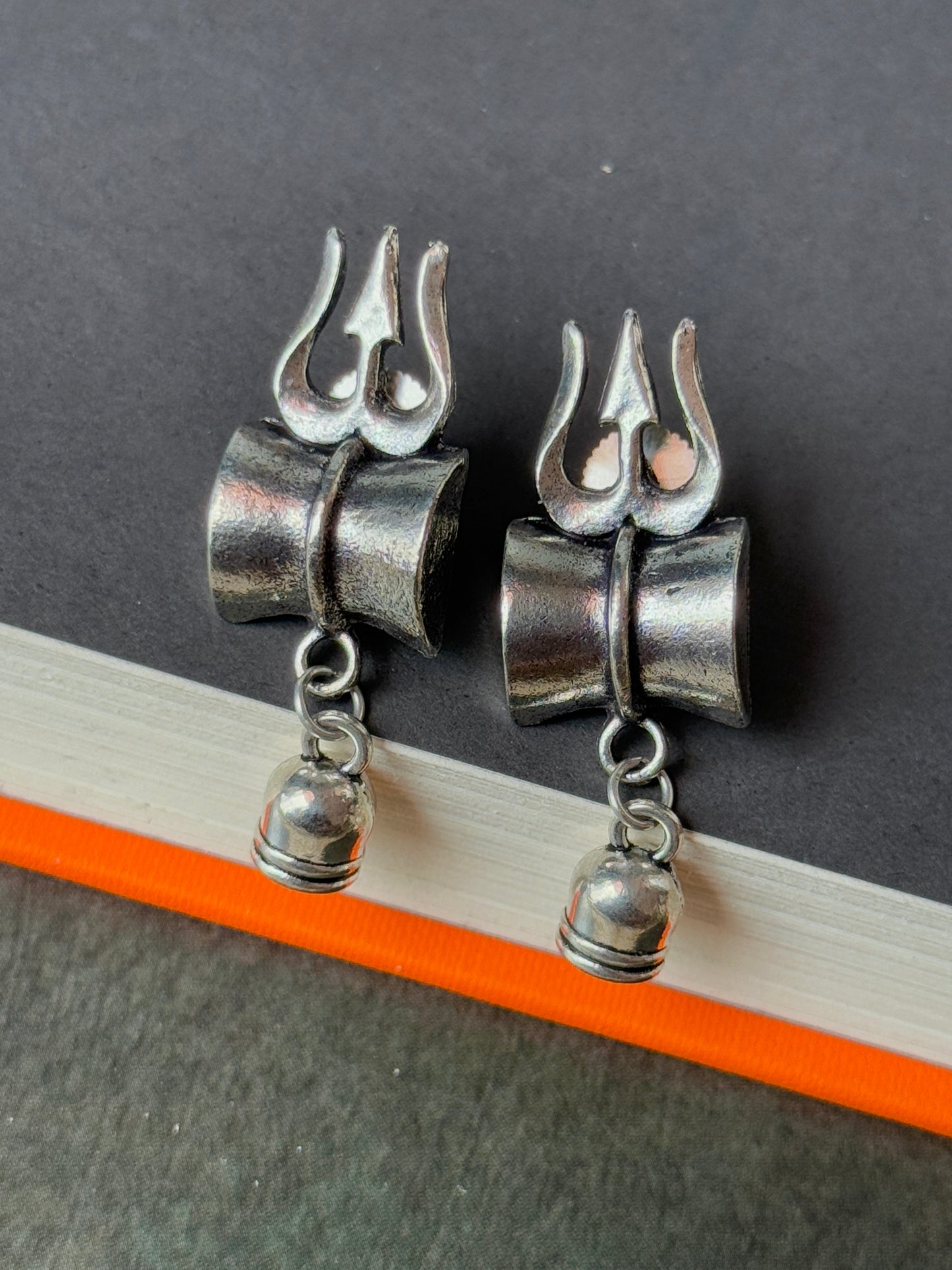 Shiva Damru and Trident Earrings for Women