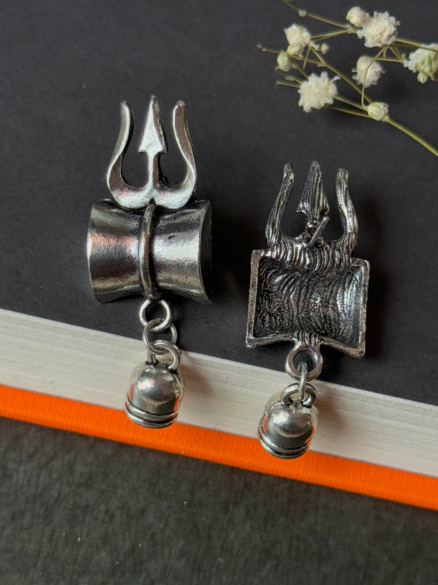 Shiva Damru and Trident Earrings for Women