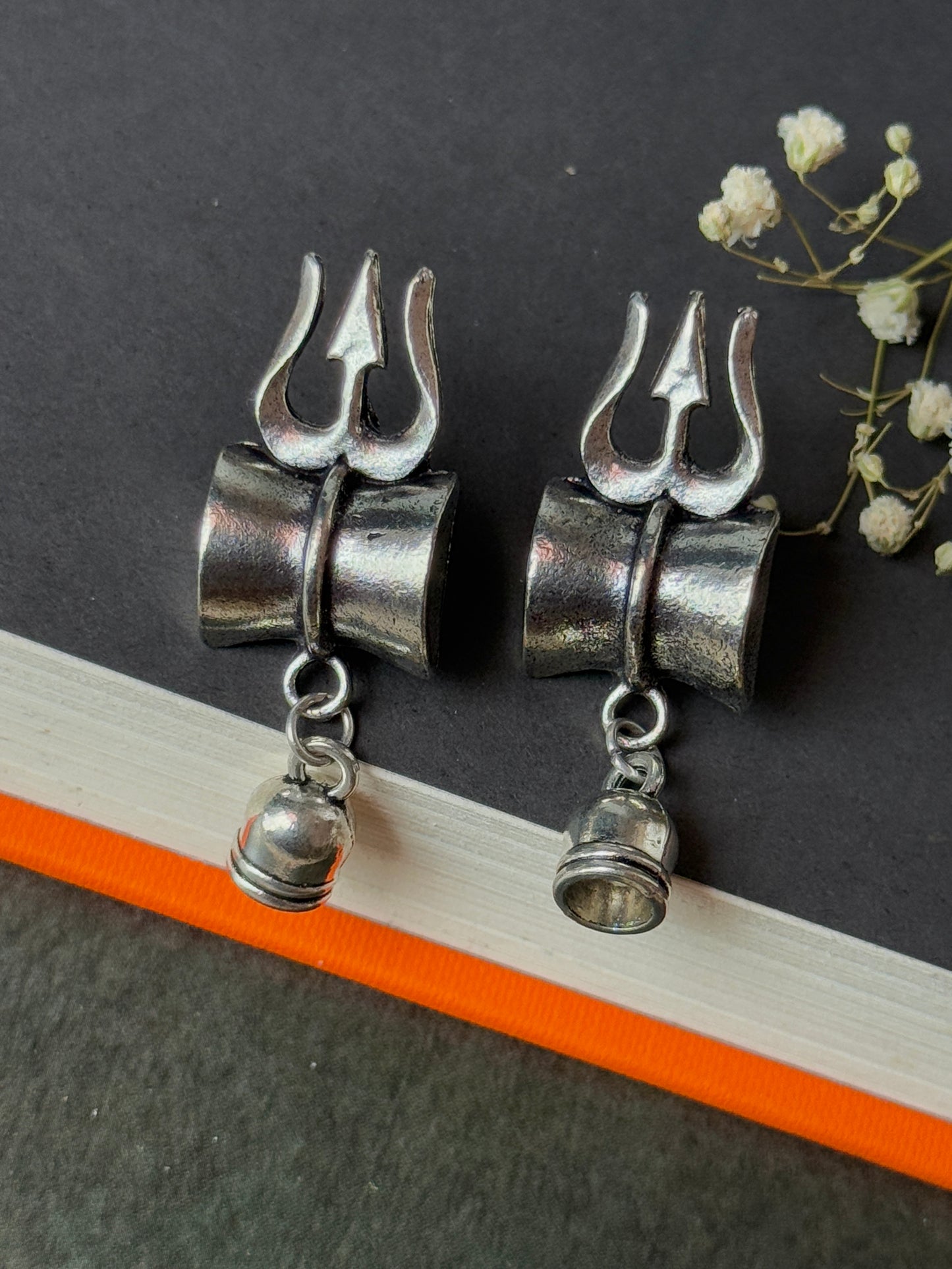Shiva Damru and Trident Earrings for Women