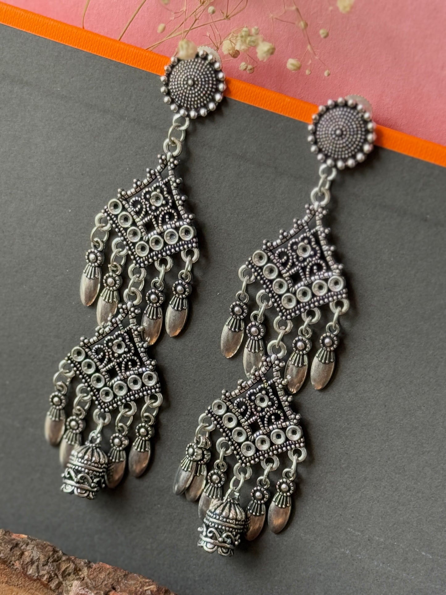 Oxidized Long Hanging Earrings for Women