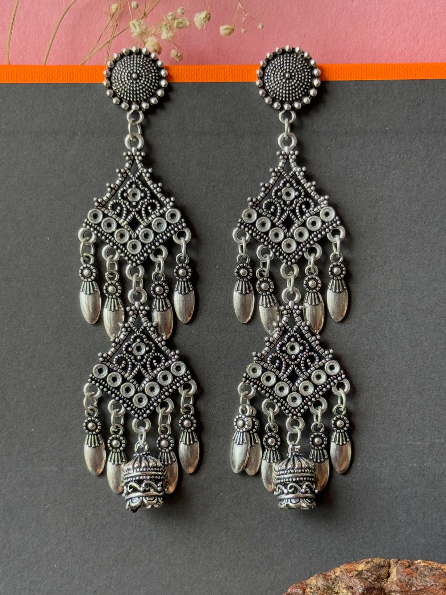 Oxidized Long Hanging Earrings for Women