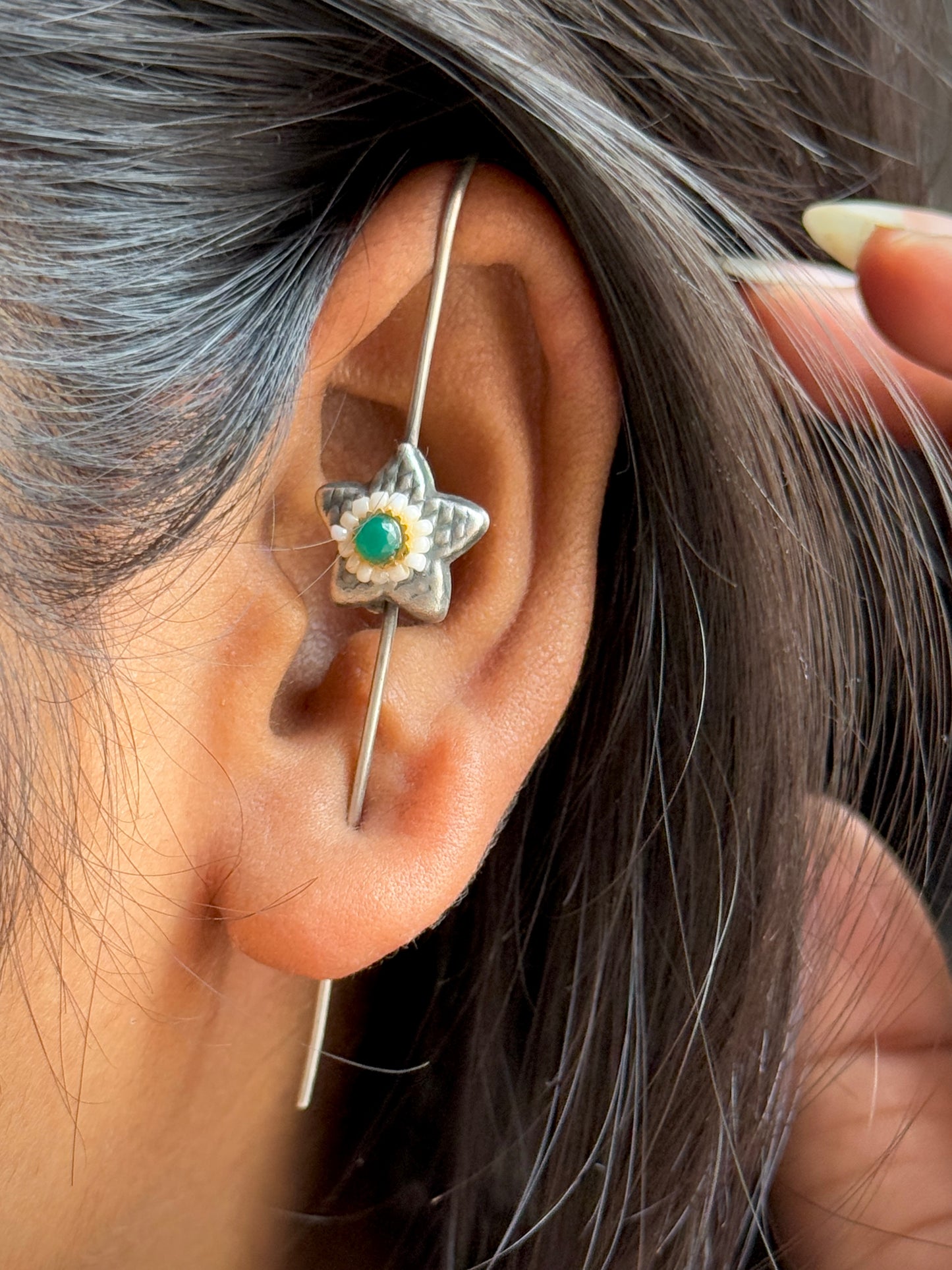 In-Ear Green Star Ear Cuff for Women