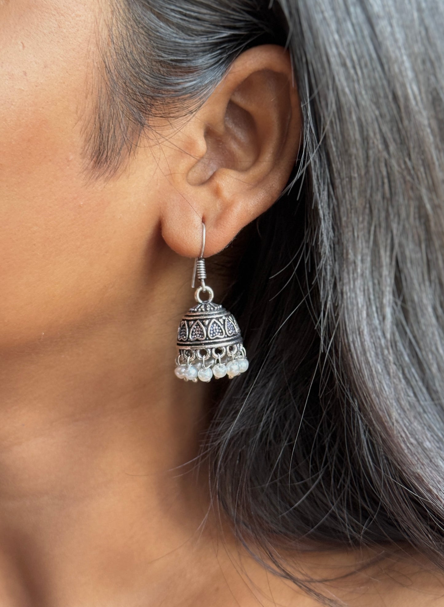 Small Jhumka with Embedded Pearls