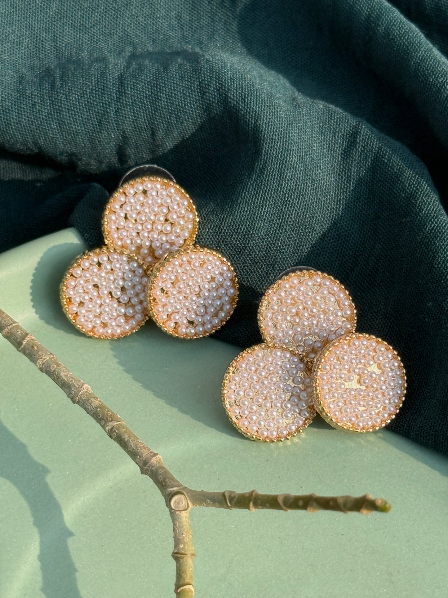 Regal Quad-Pearl Cluster Statement Earrings