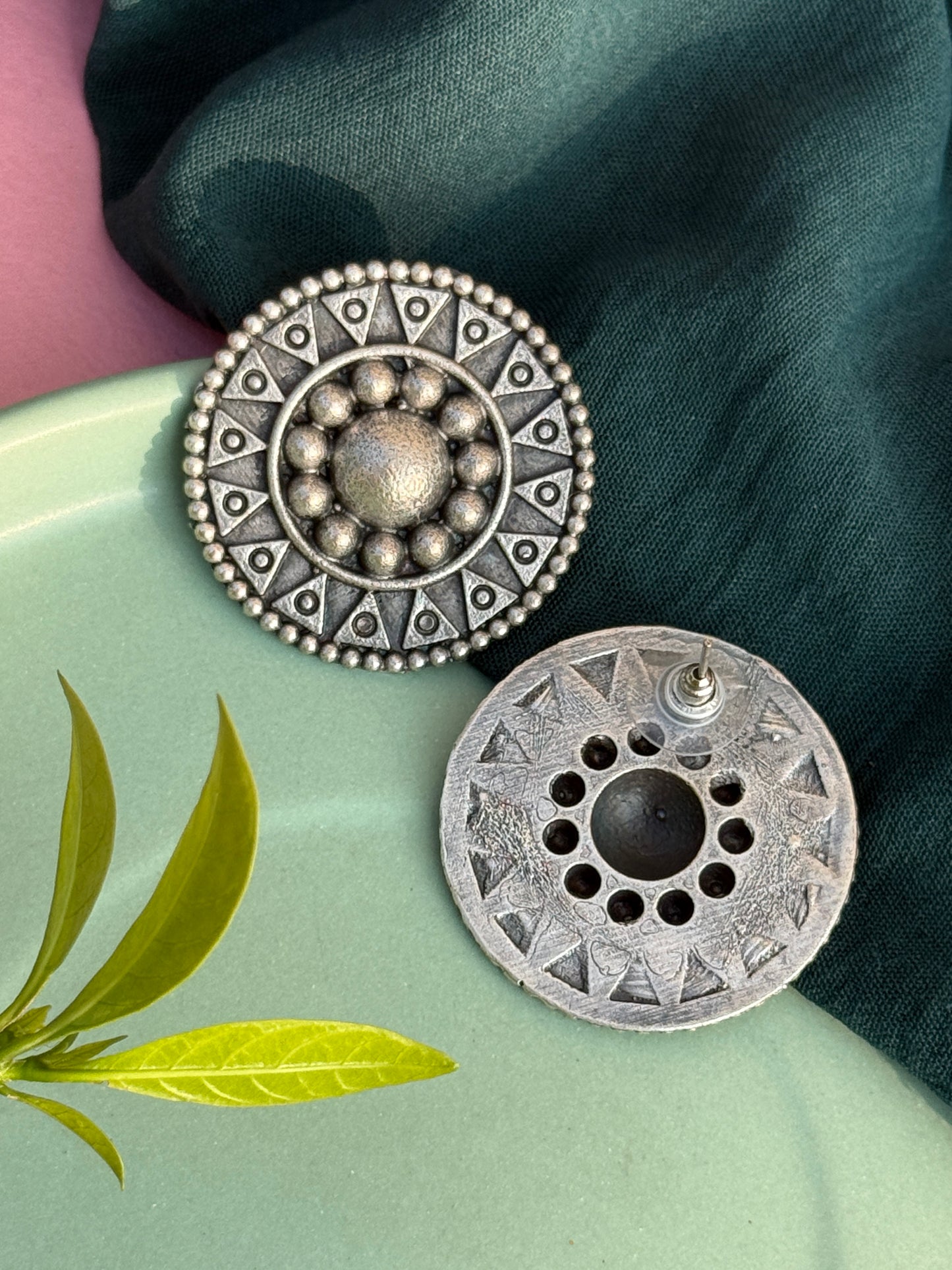 Silver Replica Round Stud Earrings