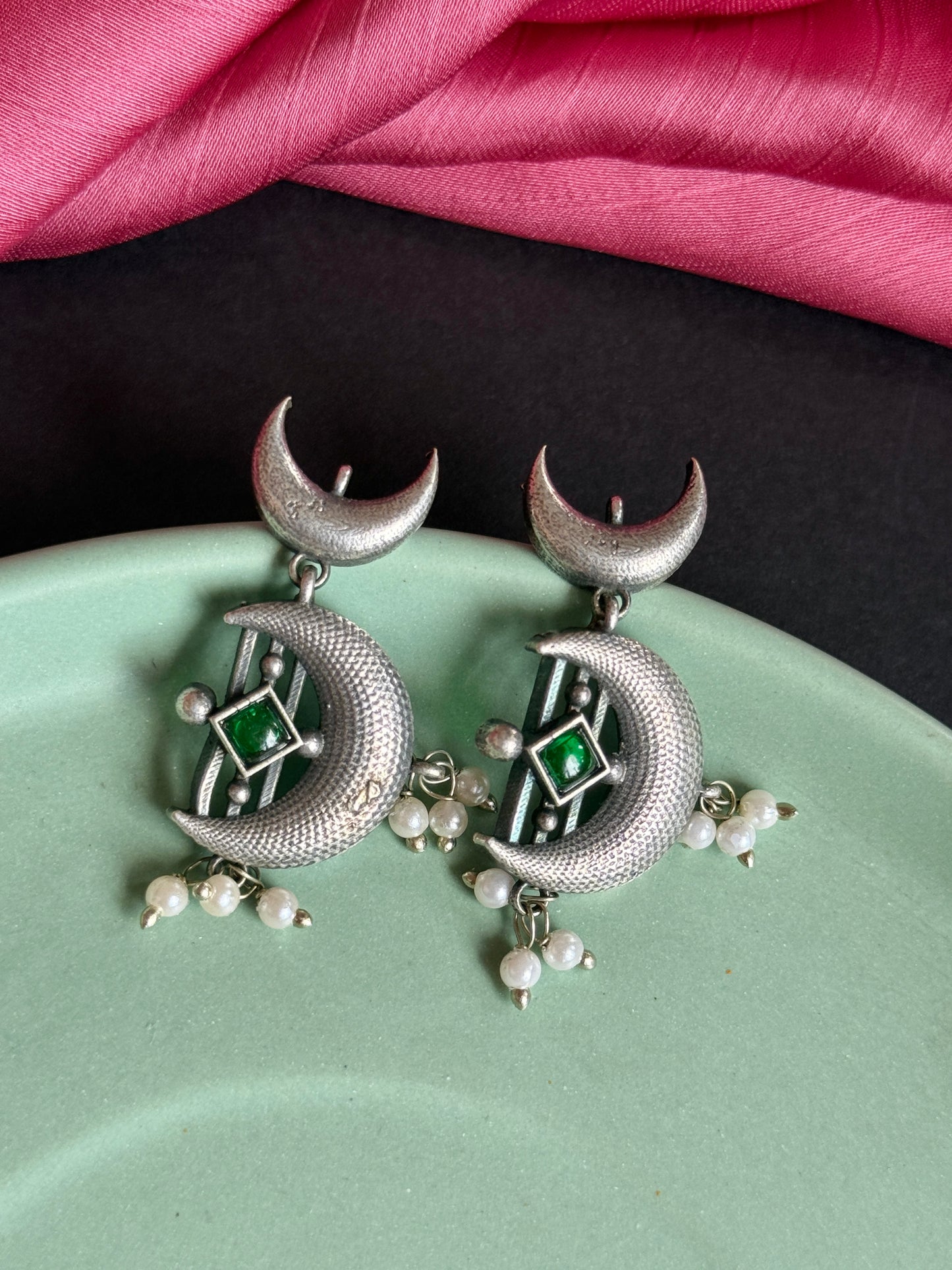 Celestial Moon & Star Silver Replica Earrings