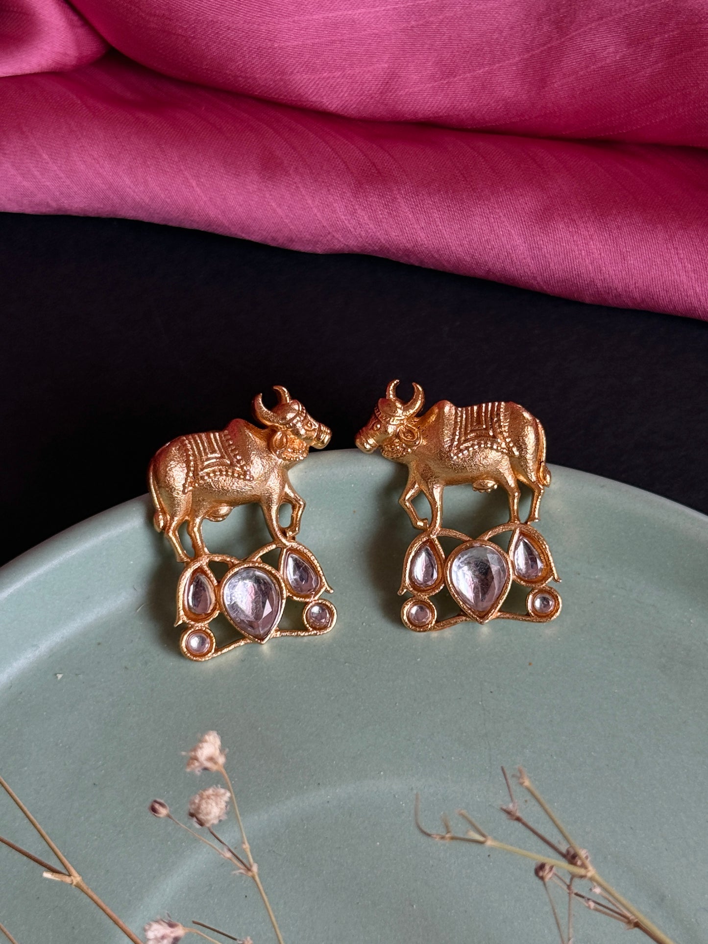 Gold Plated Nandi Stud Earrings
