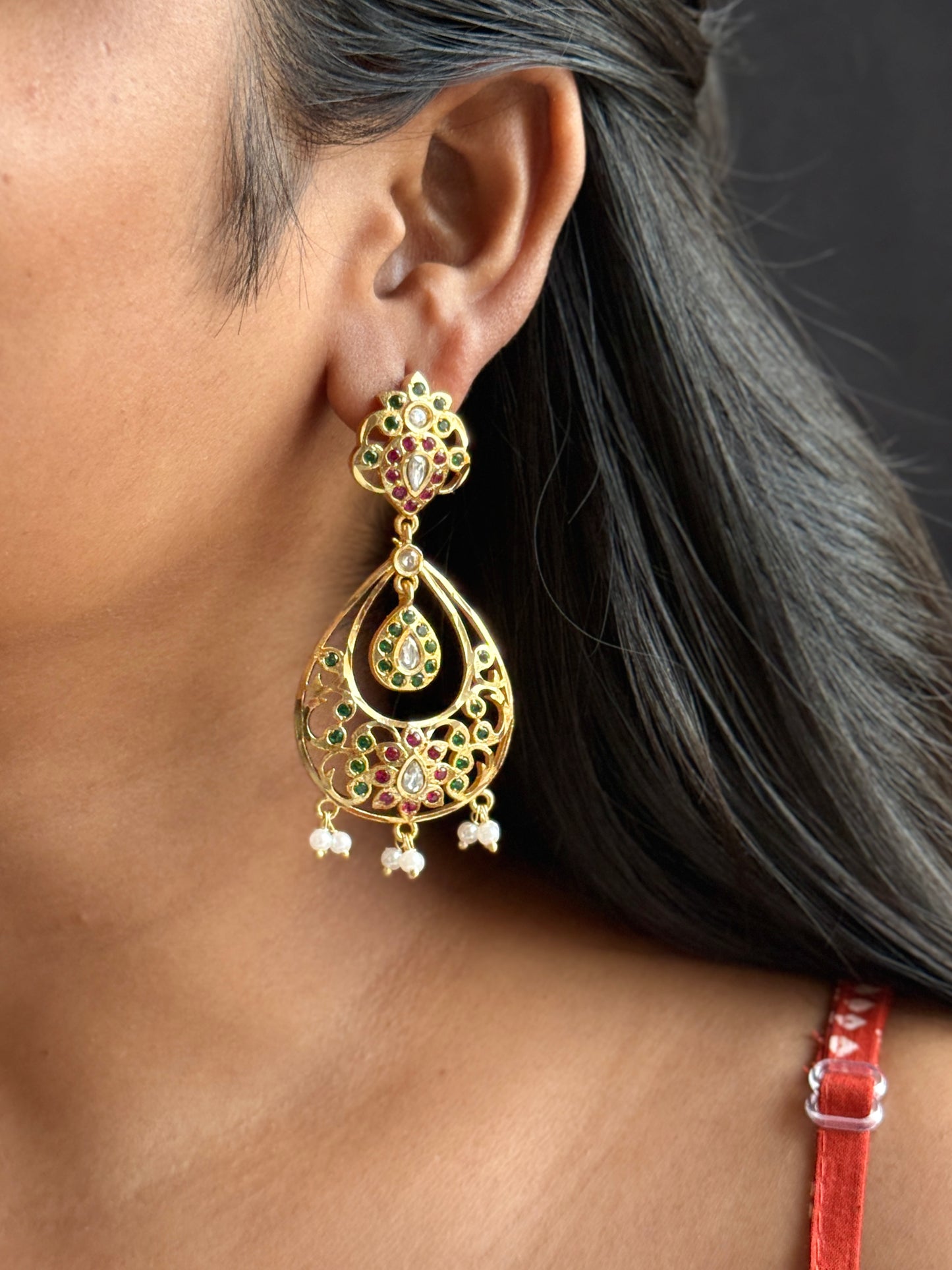 Navratan Chandbali Ethnic Statement Earrings