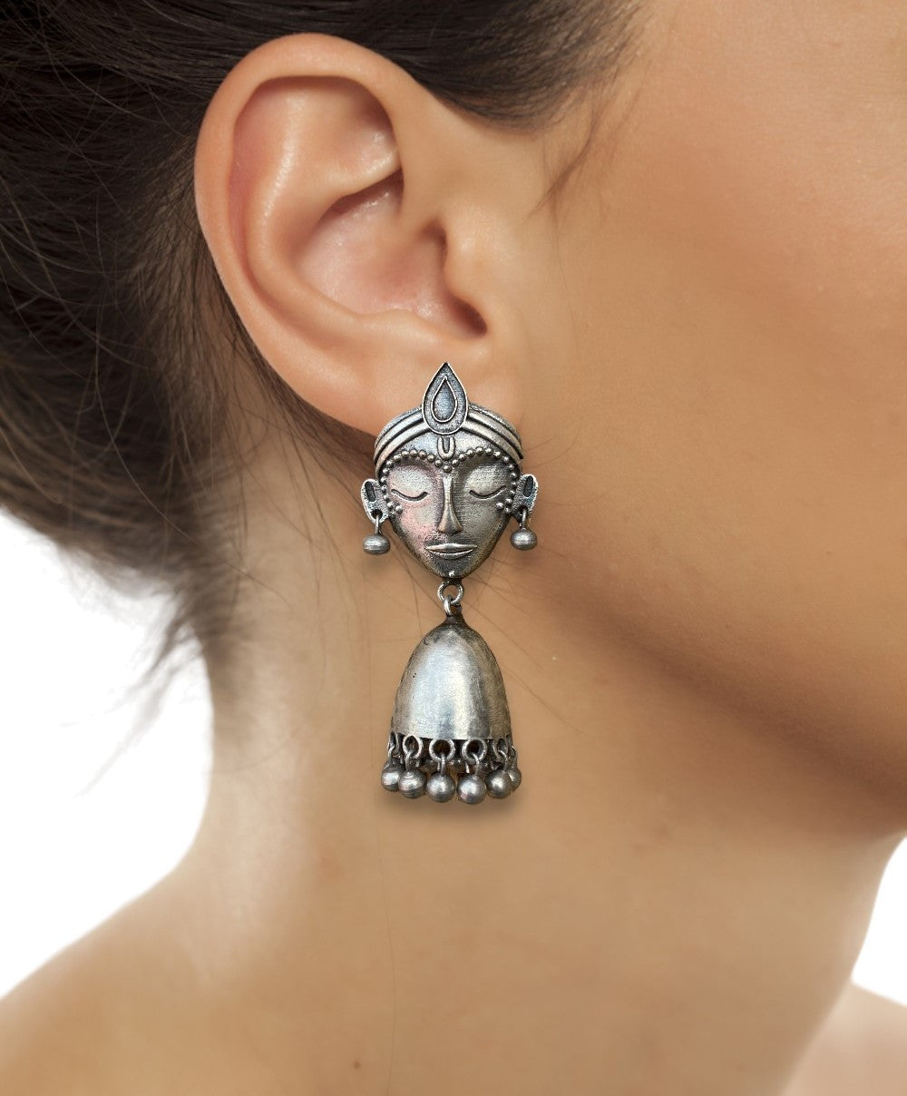 German Silver Face Earring with Jhumka