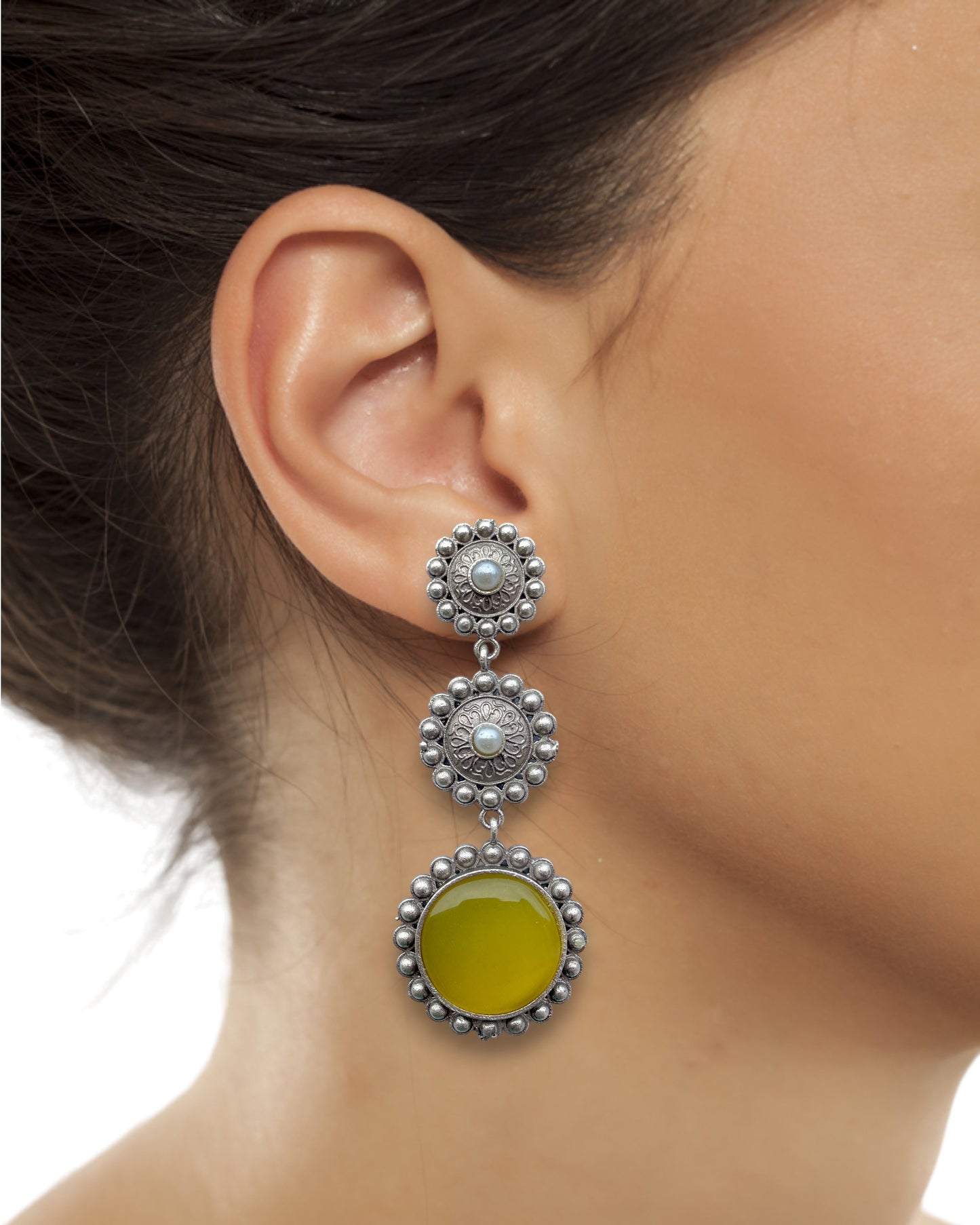 Silver Replica 3-Layered Earrings