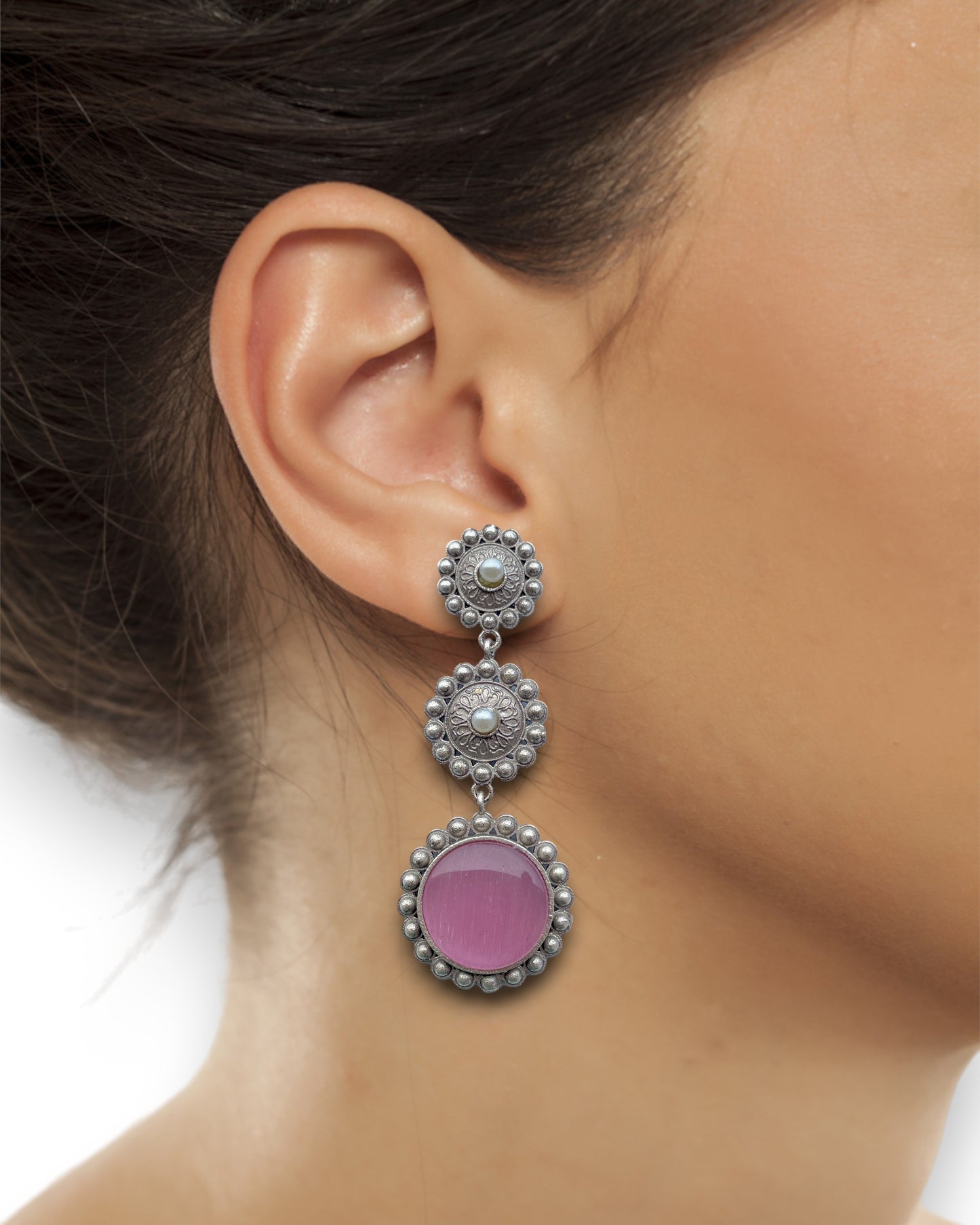 Silver Replica 3-Layered Earrings