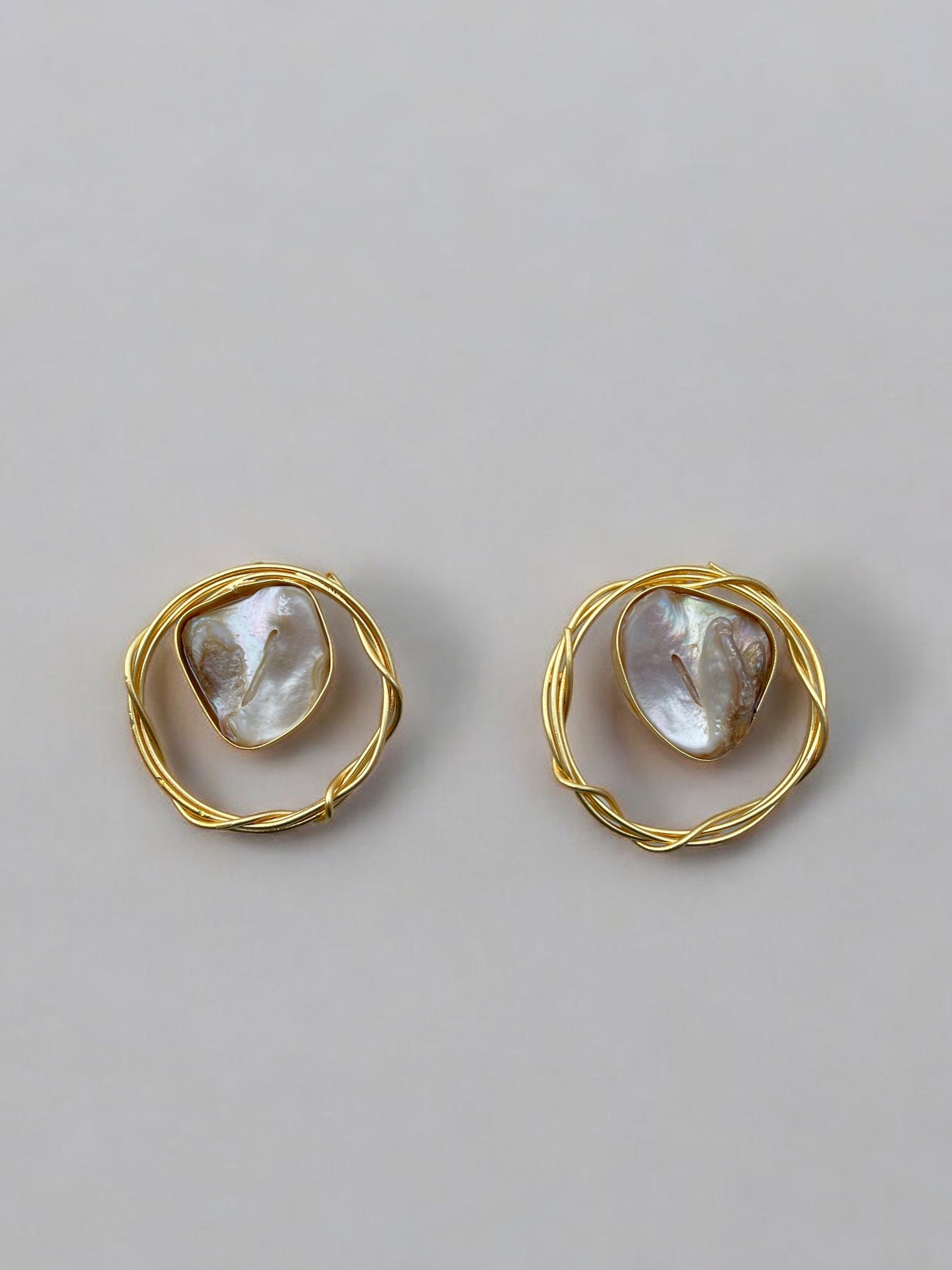 Gold Plated Hoop Real Pearl Earring