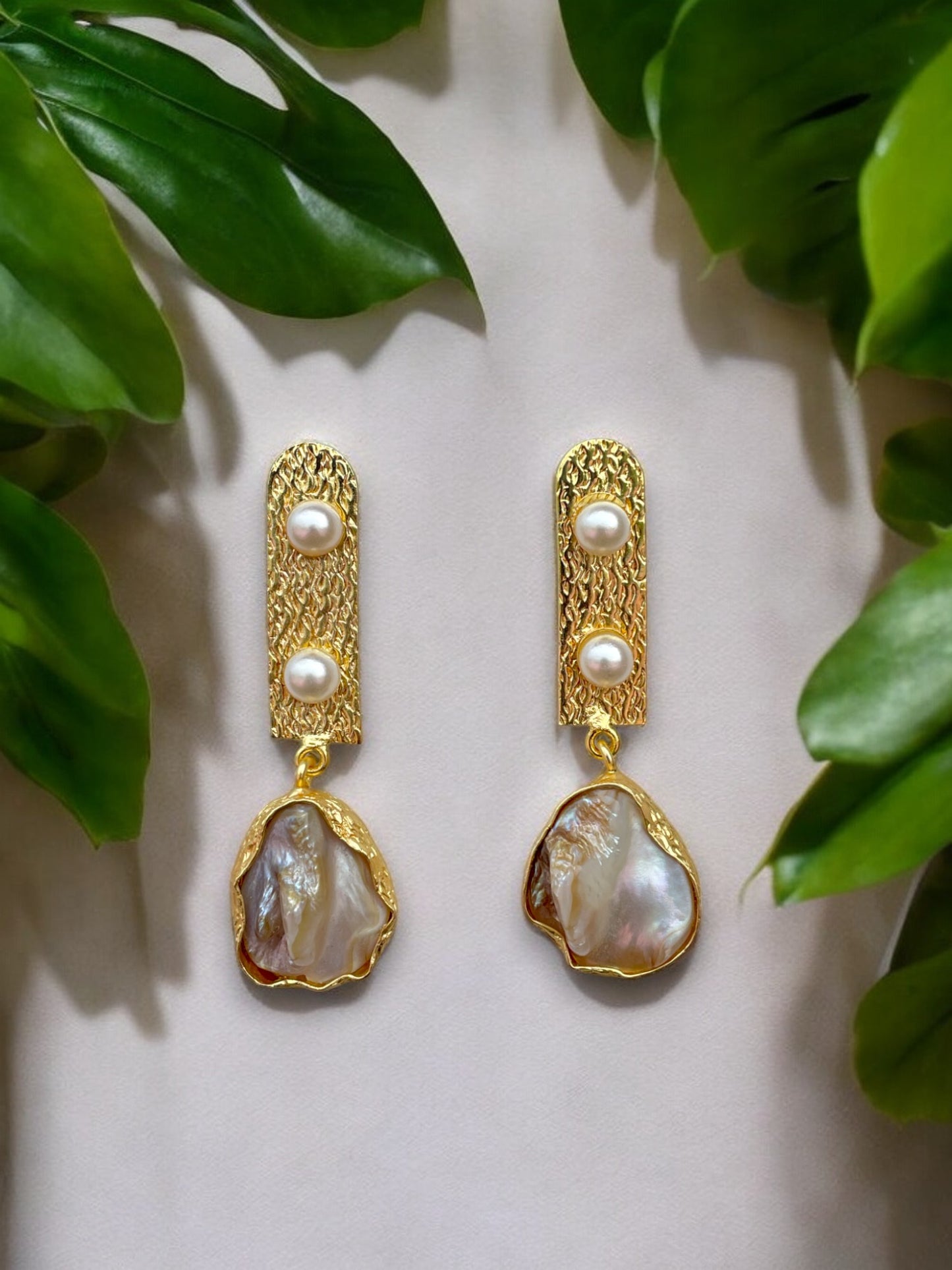 Gold Plated Real Pearl Earring