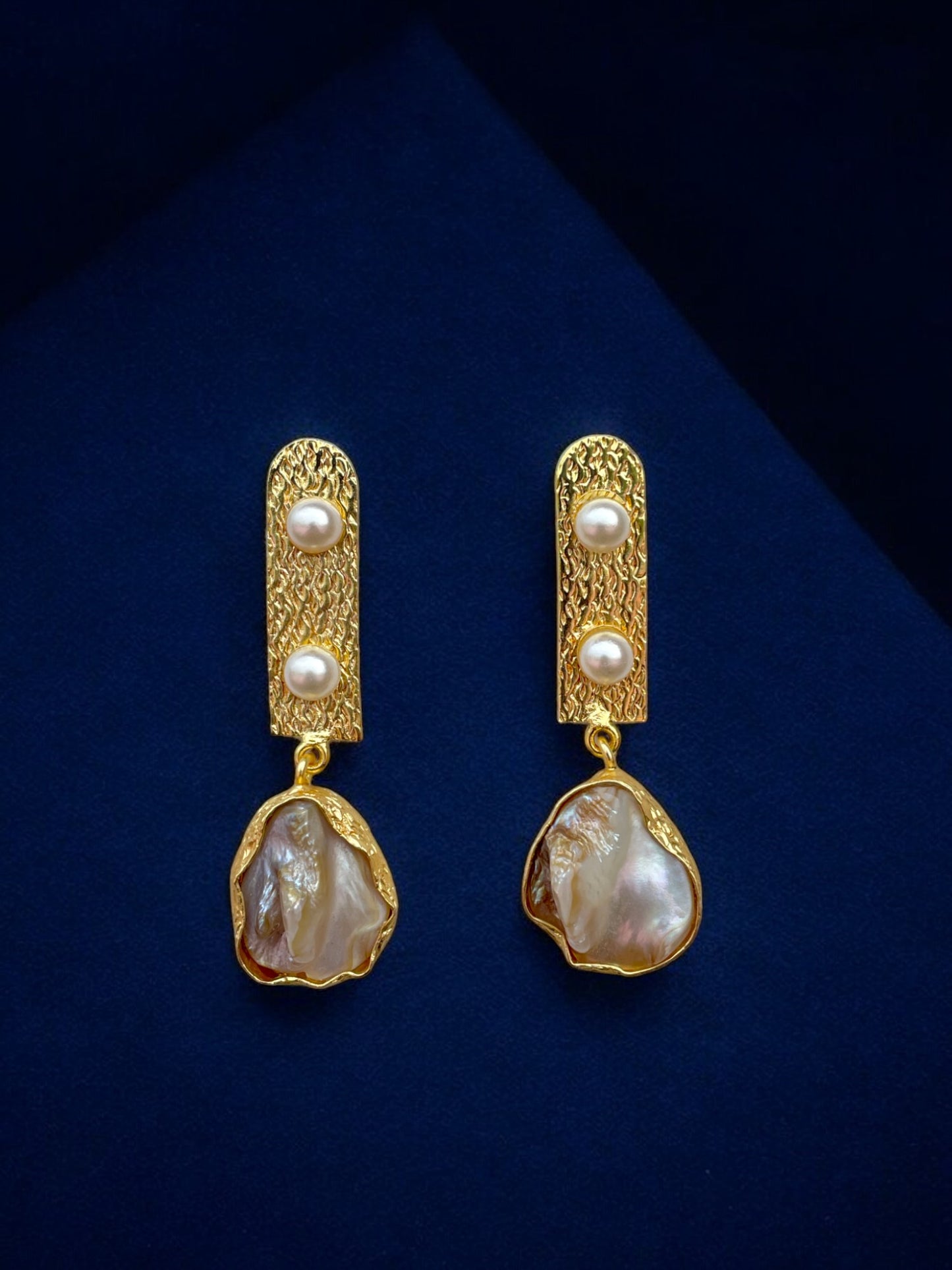 Gold Plated Real Pearl Earring