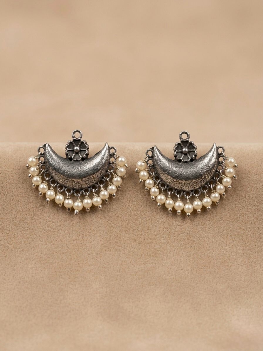 Silver Lookalike Hanging Pearl Earrings for Women